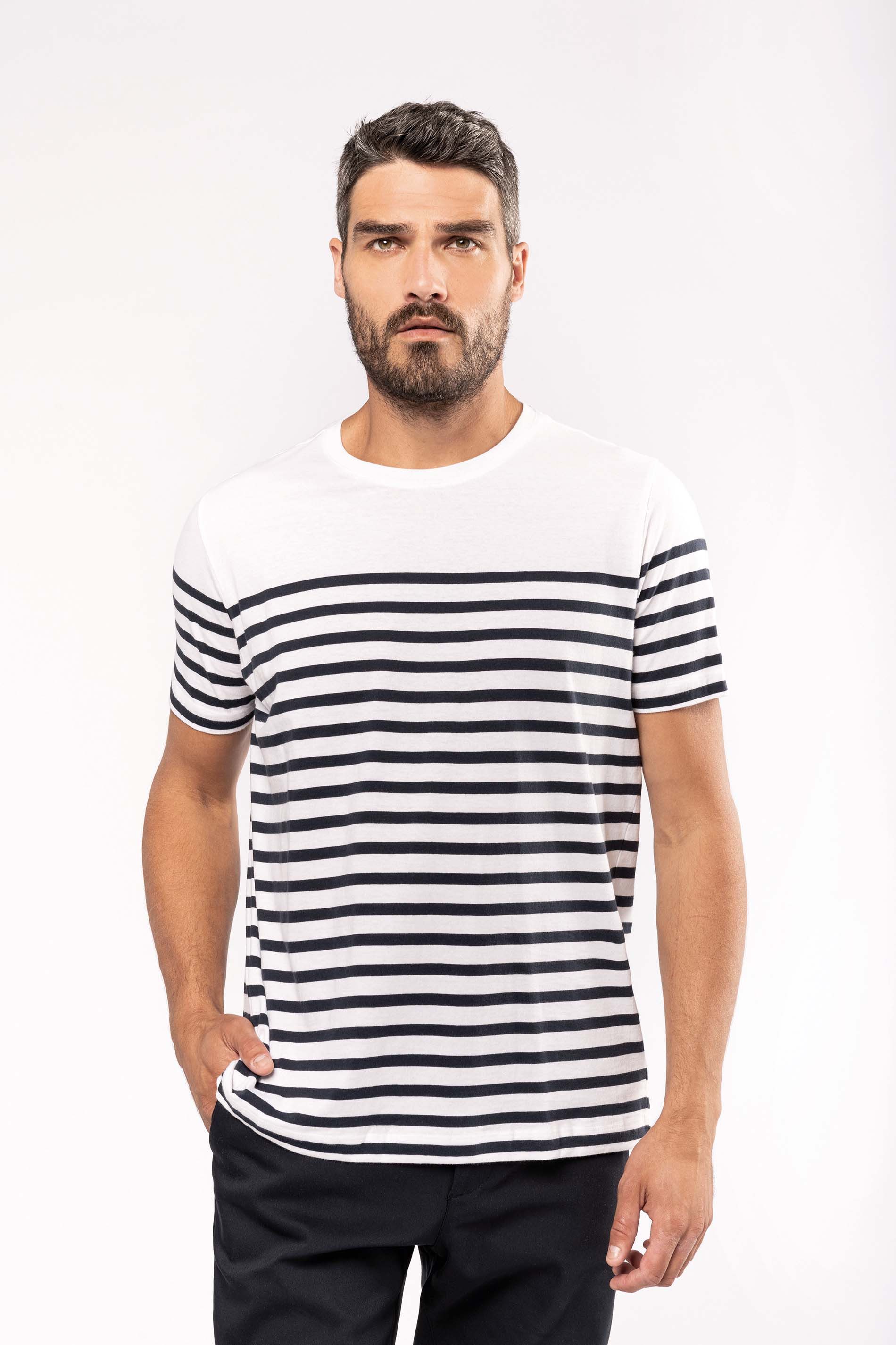 Kariban T-Shirt T-Shirt im Marine-Stil mit Rundhalsausschnitt Bio Herren günstig online kaufen