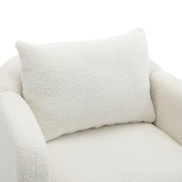 Merax Sessel mit Zierkissen und Massivholzbeine, Loungesessel, Einzel Loungesofa, Einzelsessel mit Teddyplüsch, Relaxsessel