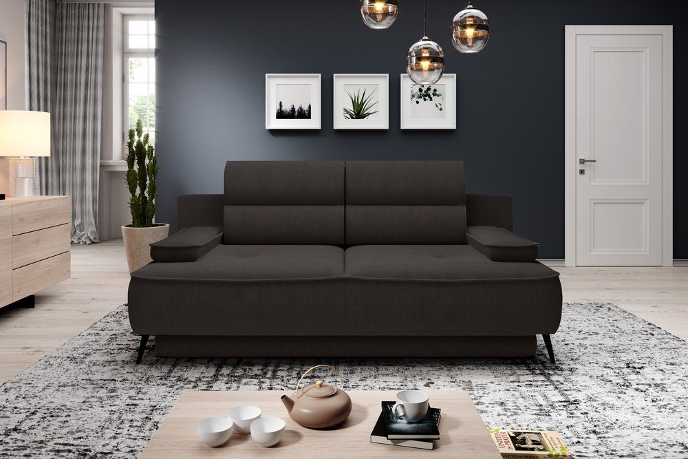 Stylefy 3-Sitzer Velling, Sofa, 2-Sitzer, mit Bettfunktion und Bettkasten, inklusive Kissen, frei im Raum stellbar, Modern Design