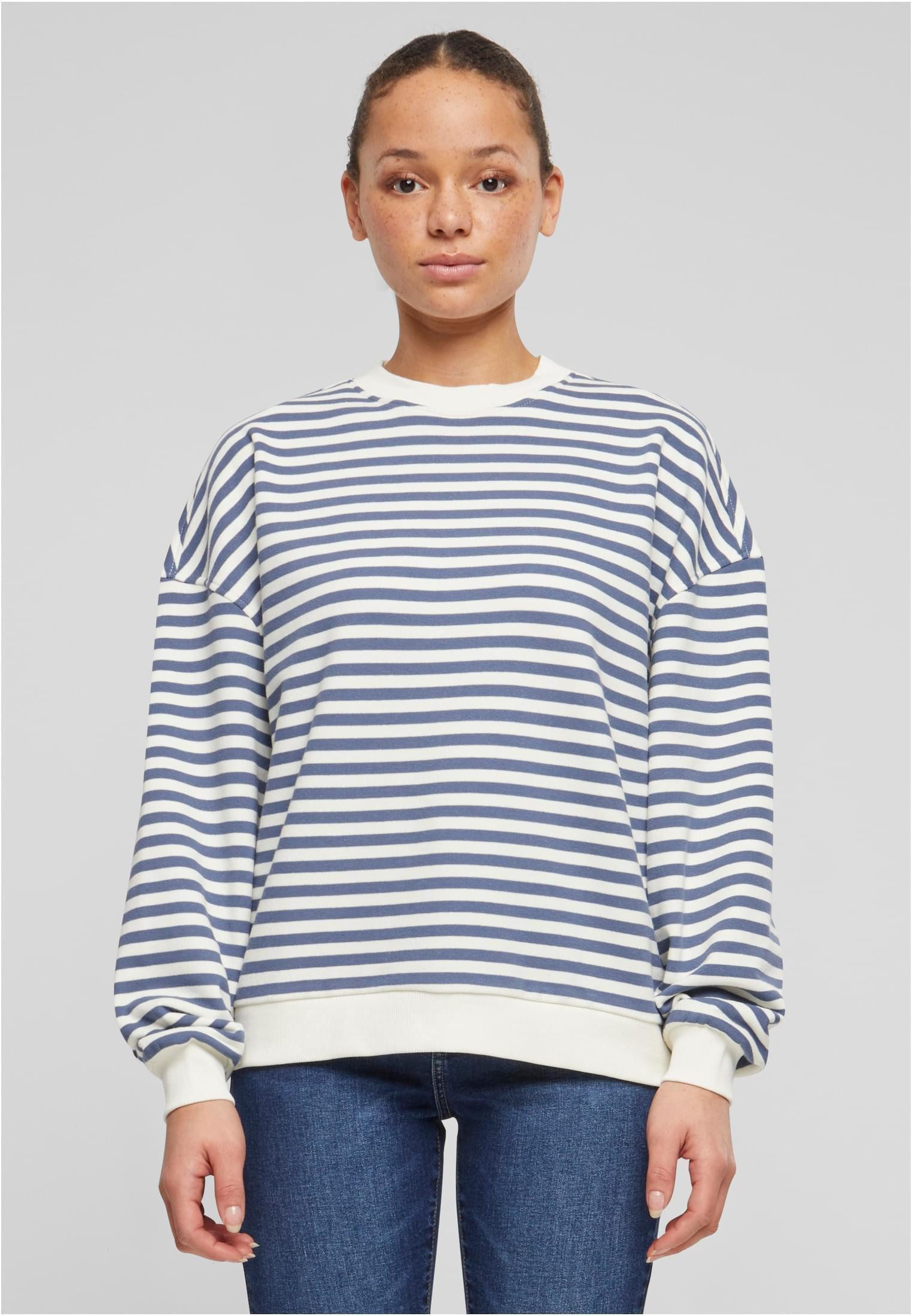 Sweatshirt Ladies Oversized Striped Crewneck Damen Pullover