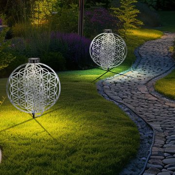 etc-shop LED Solarleuchte, LED-Leuchtmittel fest verbaut, Warmweiß, Solarlampe orientalische Dekoleuchte Gartenlampe Lebensblume Solar