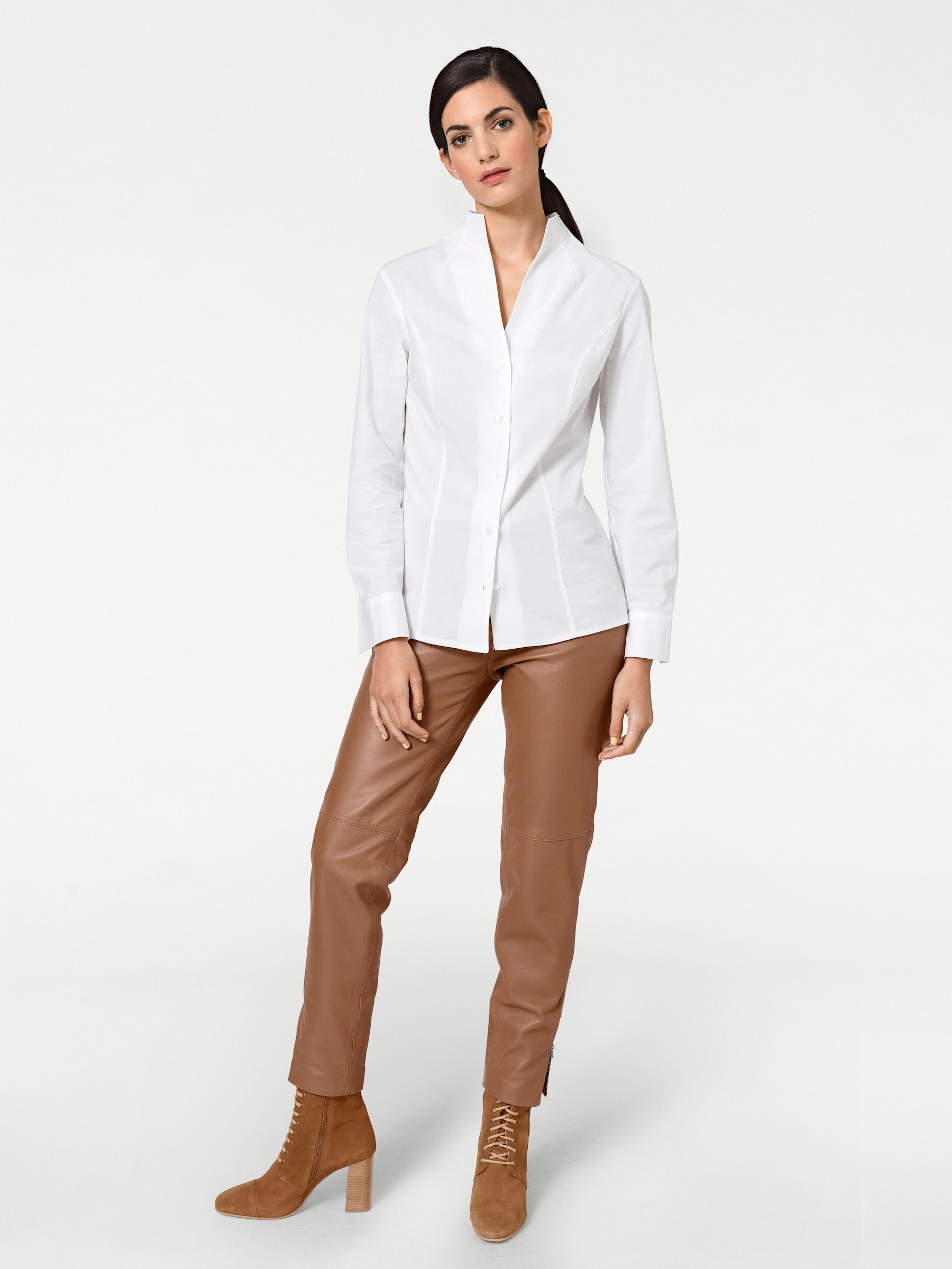 Klassische Bluse Stehkragen-Bluse