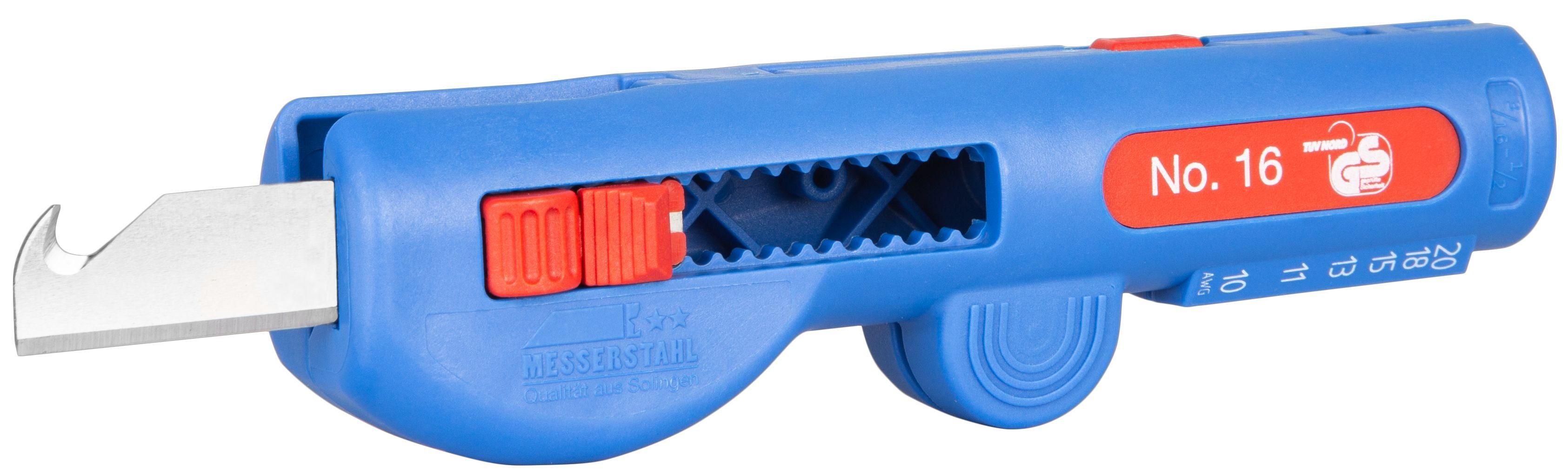 WEICON Abmantelungszange Quadro-Entmanteler No. 16, Arbeitsbereich 0,5 – 6,0 mm², Packung, Für flexible und massive Leiter mit Querschnitten 0,5 mm² bis 6,0 mm²