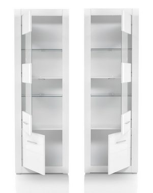 Furn.Design Wohnwand Carrara, (Wohnkombination 4-teilig in weiß Hochglanz, ca. 300 x 198 cm), mit verchromten Metallgriffen