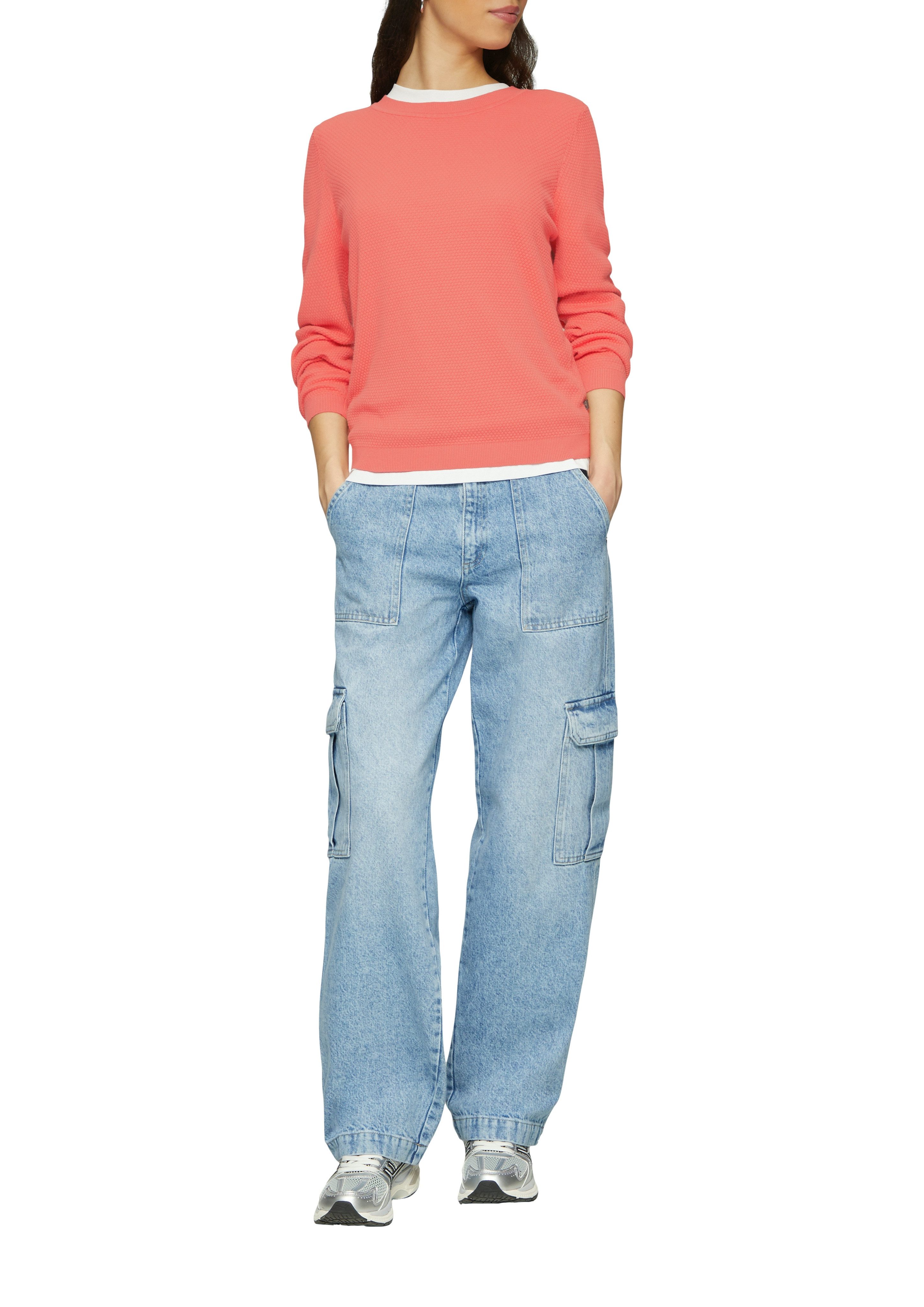 QS Rundhalspullover in Strick-Optik günstig online kaufen