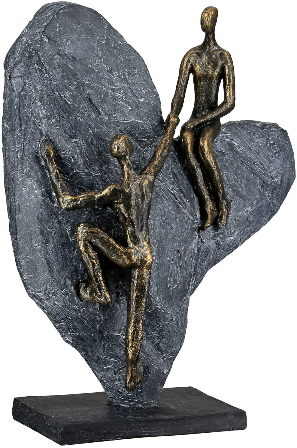 Casablanca by Gilde Dekoobjekt Skulptur Herz Heart of stone bronzefarben; grau H. 29,7 cm (1 St)