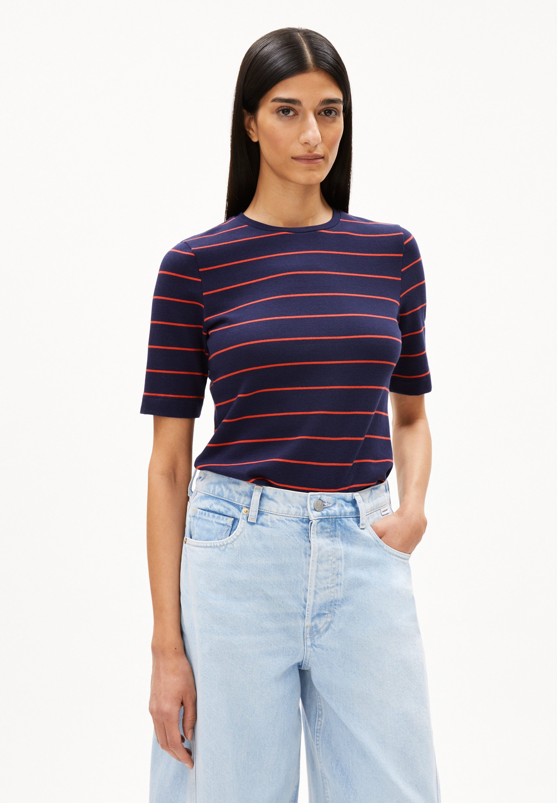 T-Shirt JAANISARA FINE STRIPE T-Shirt aus Bio-Baumwoll Mix