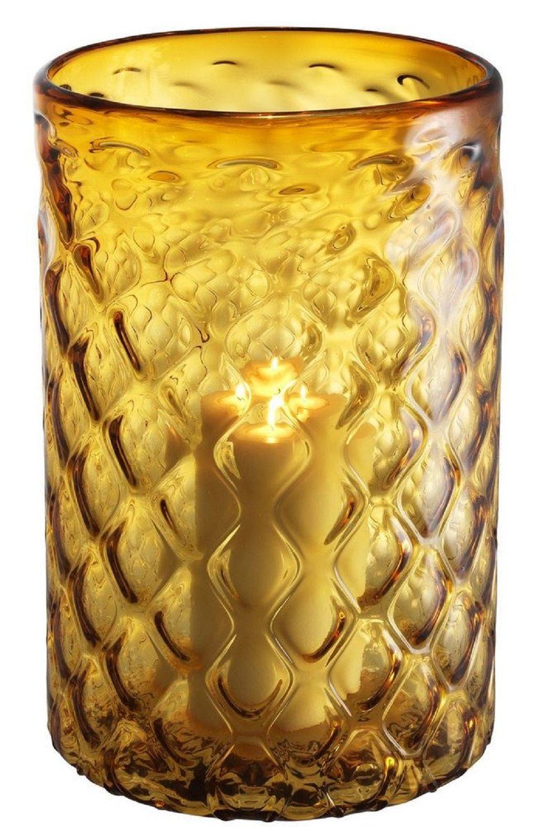 Kerzenleuchter Luxus Glas Kerzenleuchter Gelb Ø 27 x H. 44 cm - Hotel & Restaurant Deko Accessoires
