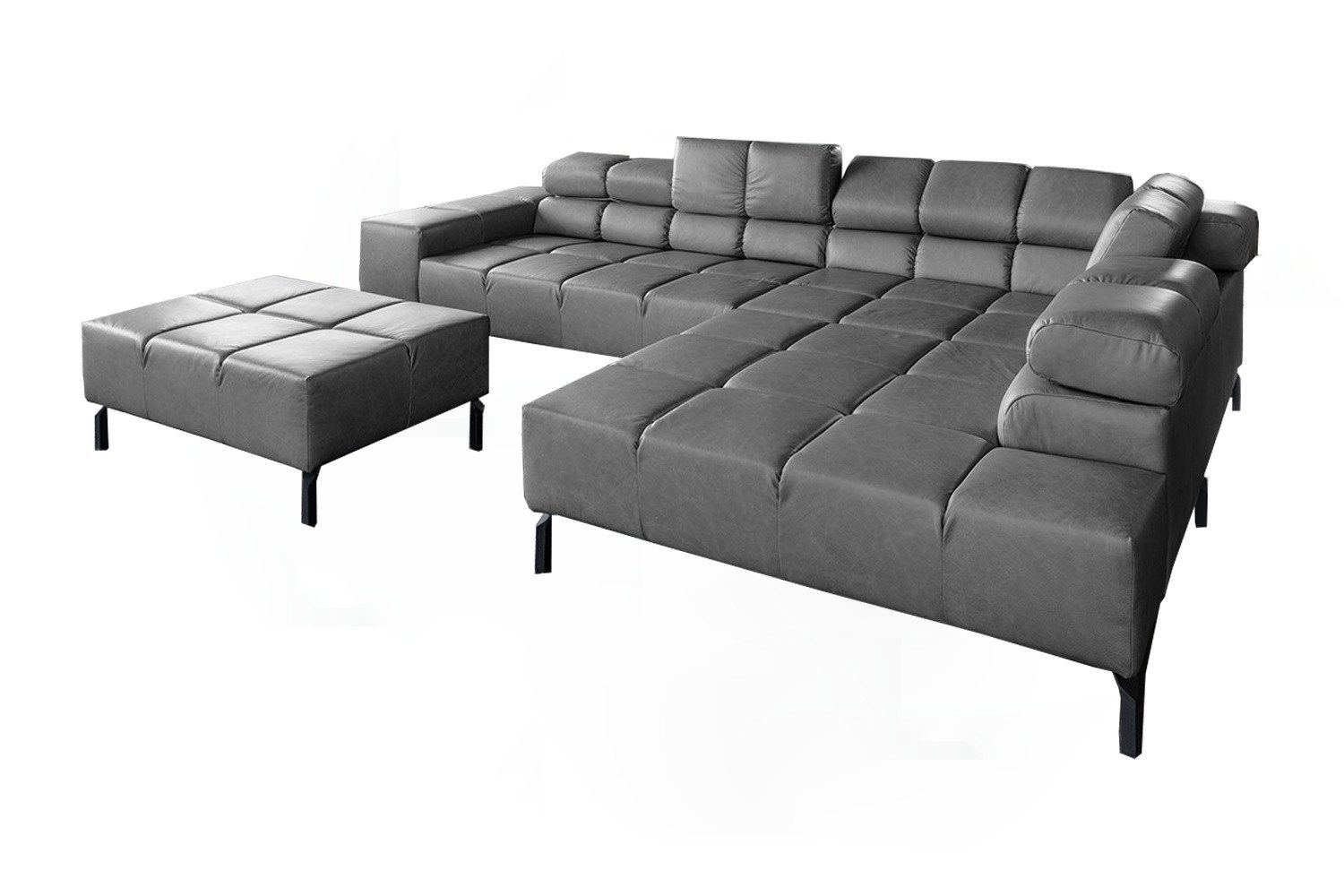 KAWOLA Ecksofa, L-Form rechts oder links Leder mit Hocker verschiedene Farben