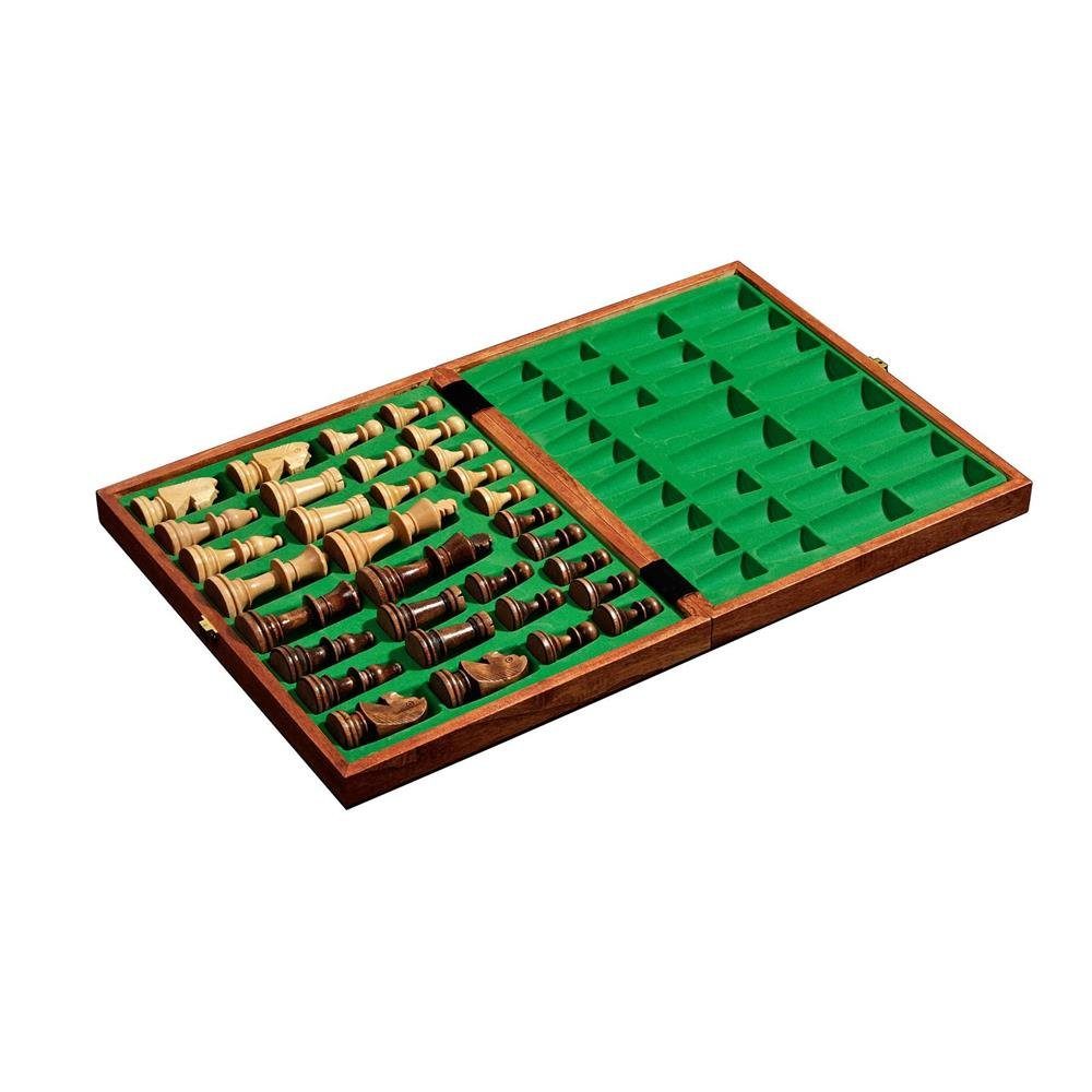 Philos Spiel Turnier-Schachset mit Schachbrett und Schachfiguren in Holzbox, Feld 50 mm Königshöhe 90mm