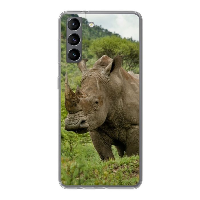 MuchoWow Handyhülle Nashorn - Gras - Pflanzen Phone Case Handyhülle Samsung Galaxy S21 Silikon Schutzhülle
