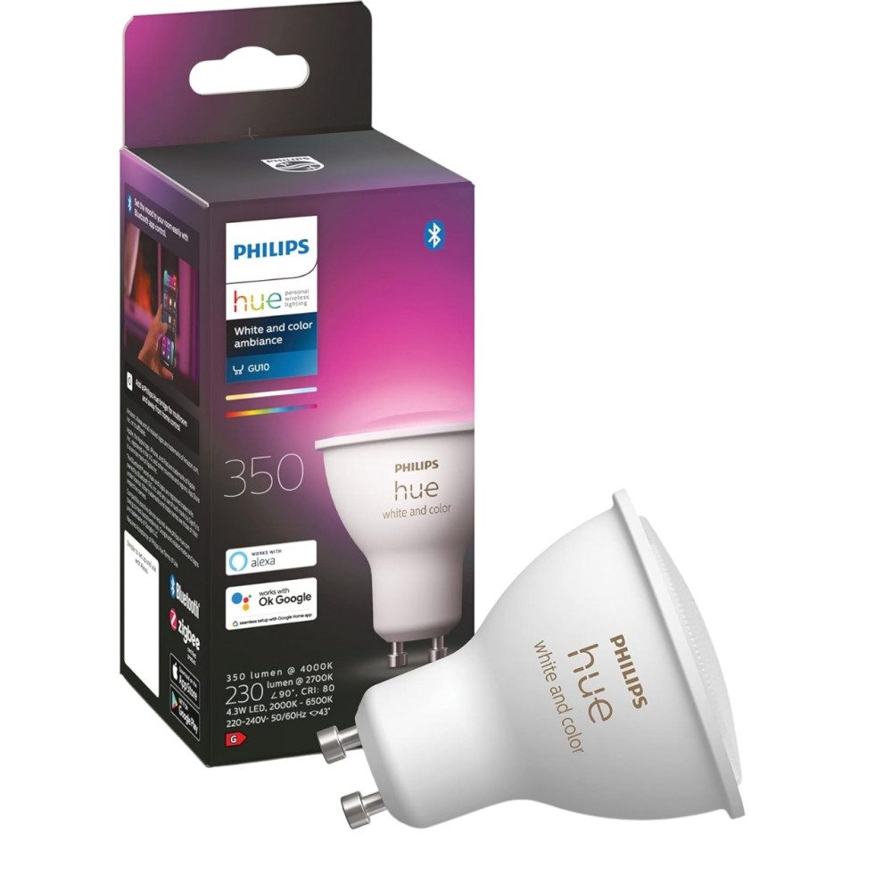 Philips Hue LED-Leuchtmittel White - LED Lampe - weiß, GU10, Extra-Warmweiß