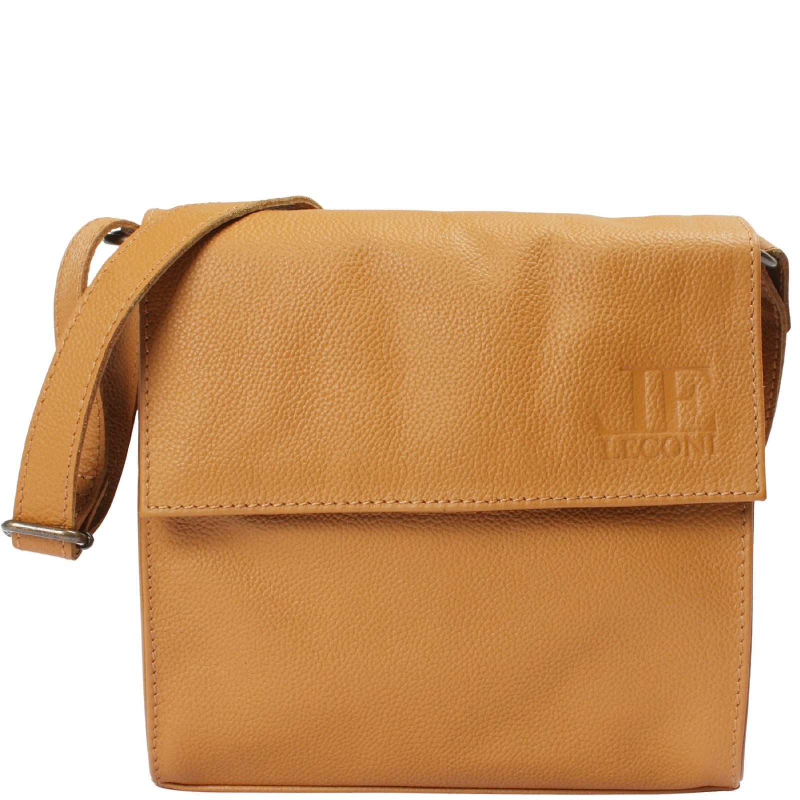 LECONI Schultertasche kleine Umhängetasche Mini Damentasche Handtasche echt Leder LE3082, Überschlag mit Magnetverschluss – kompaktes Format – 20 × 20 × 6 cm