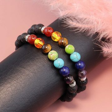 Alster Herz Armband 7 Chakra Armband Lavasteine, Yoga Energie Edelstein Armband, J0409 (1-tlg), Edelsteine, HANDGEFERTIGT