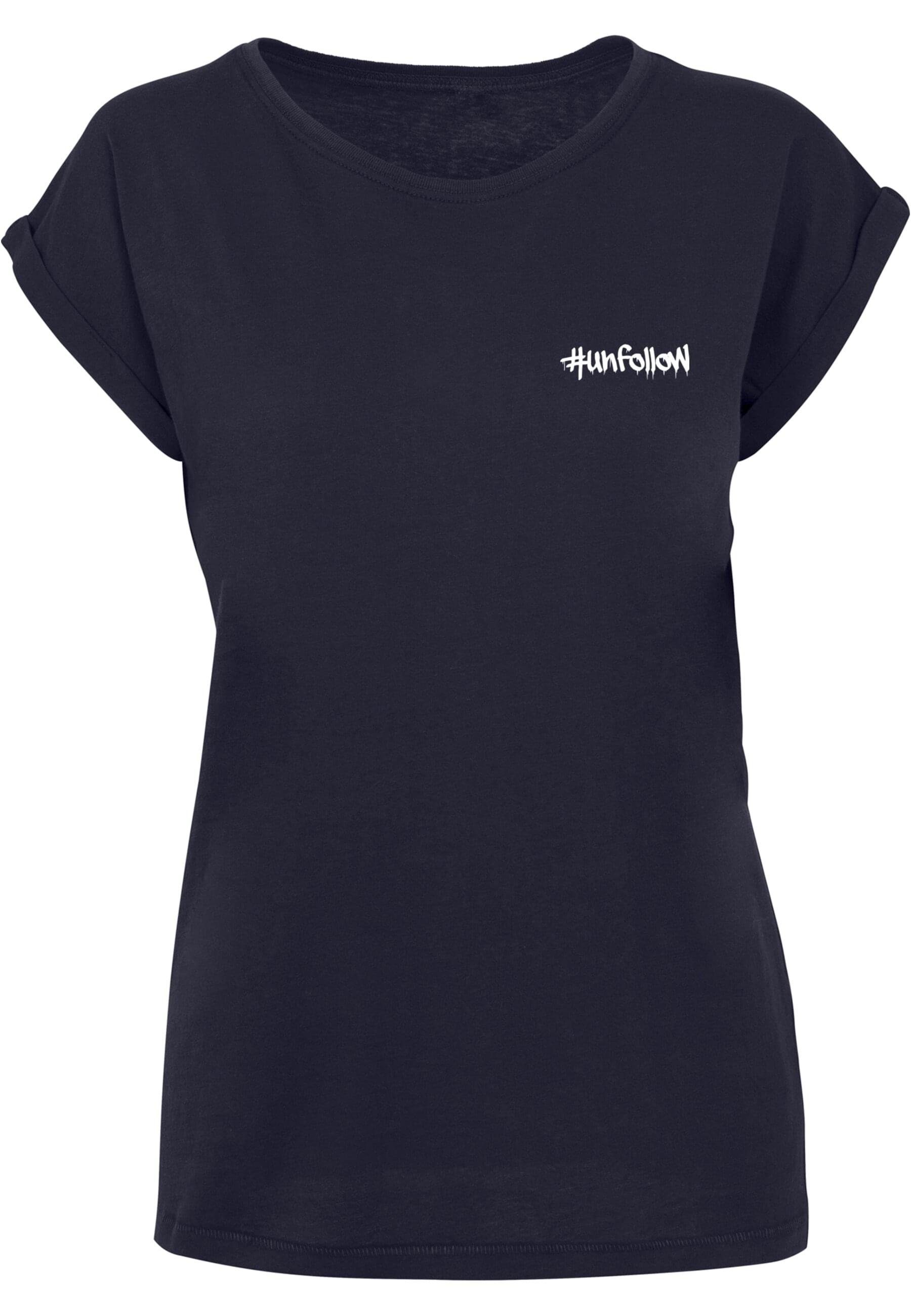 Merchcode Damen Shoulder T-Shirt (1-tlg) Extended Ladies Tee navy Unfollow