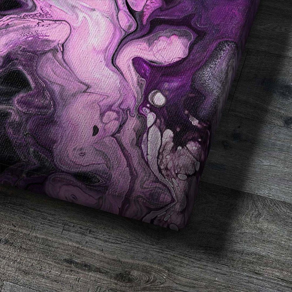 Flüss violette abstrakte DOTCOMCANVAS® Englisch, AMBITION weißer schwarze Leinwandbild Wandbild Leinwand LIQUID, Motivationszitat Rahmen