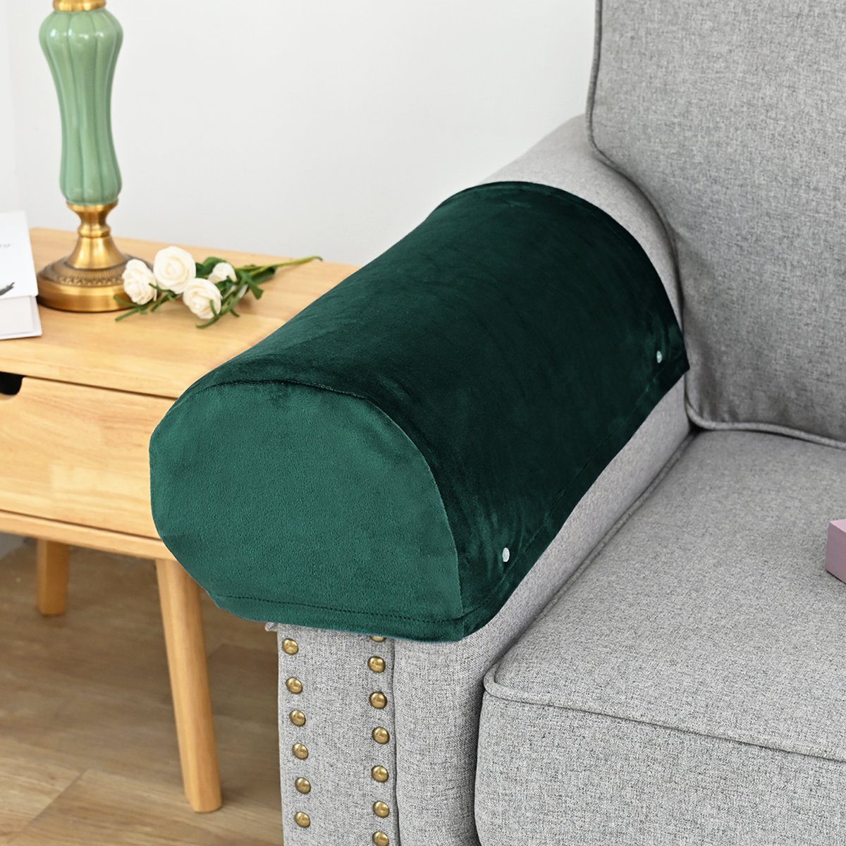 Grün Decor, Samt, Stretch, Sofahusse Abdeckung, Sofa Armlehne Home Sunicol für Spandex