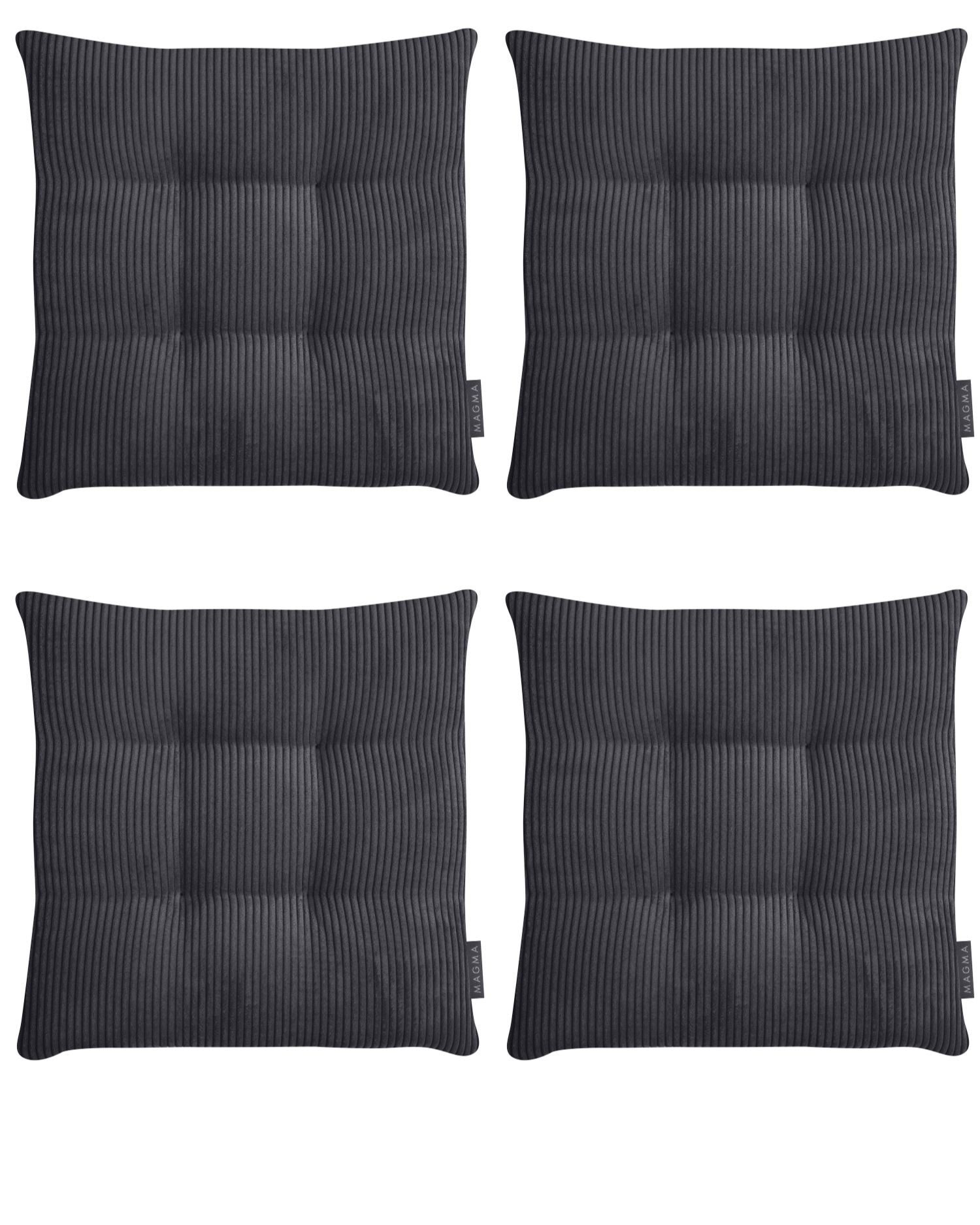 Magma Heimtex Stuhlkissen 4er Set Inga Stuhlkissen Sitzkissen ca. 35x35x5 cm Cordstoff, gestreift trendiger Cord Look