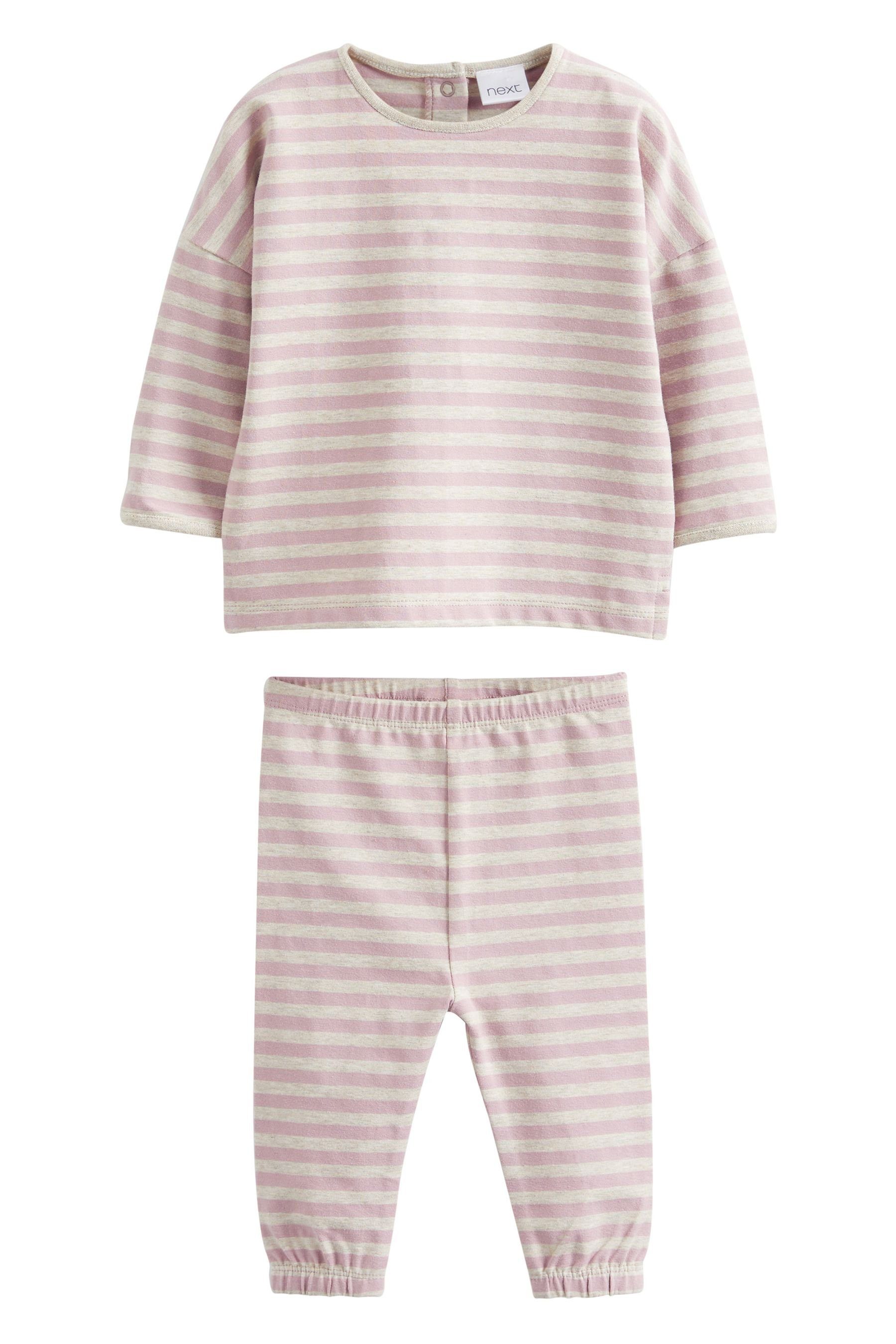 Next Shirt & Leggings T-Shirts und 6-teiligen Stripe Pink Leggings Baby-Set im (6-tlg)