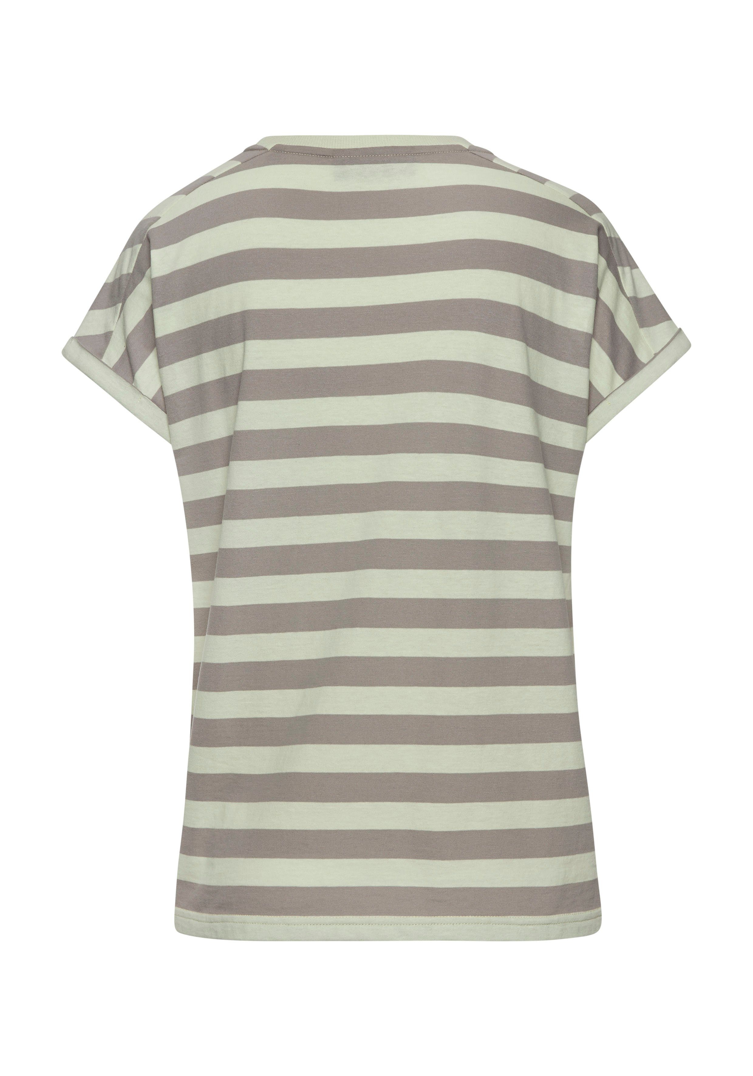 Elbsand T-Shirt Calisa mit Streifenmuster, sportliches Kurzarmshirt aus Baumwoll-Mix