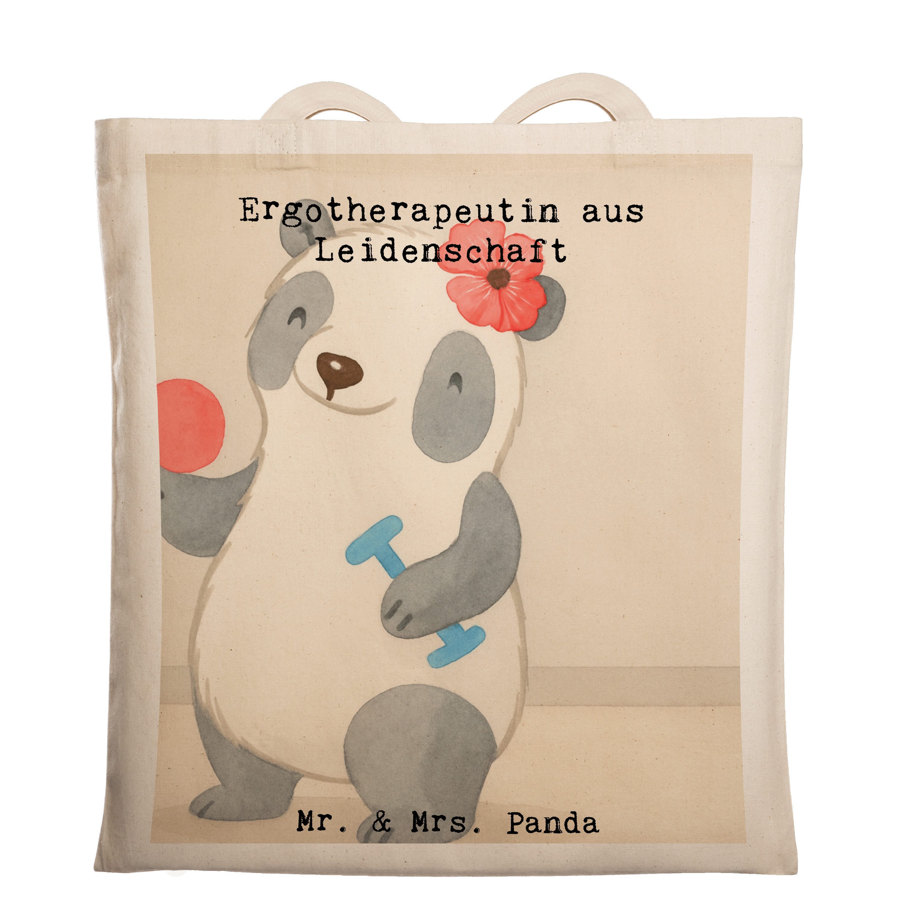 Mr. & Mrs. Panda Tragetasche Ergotherapeutin Leidenschaft Design, Schultasche, Weiß, Witzig, Ausbi (Packung), festivaltasche Freizeittasche totebag