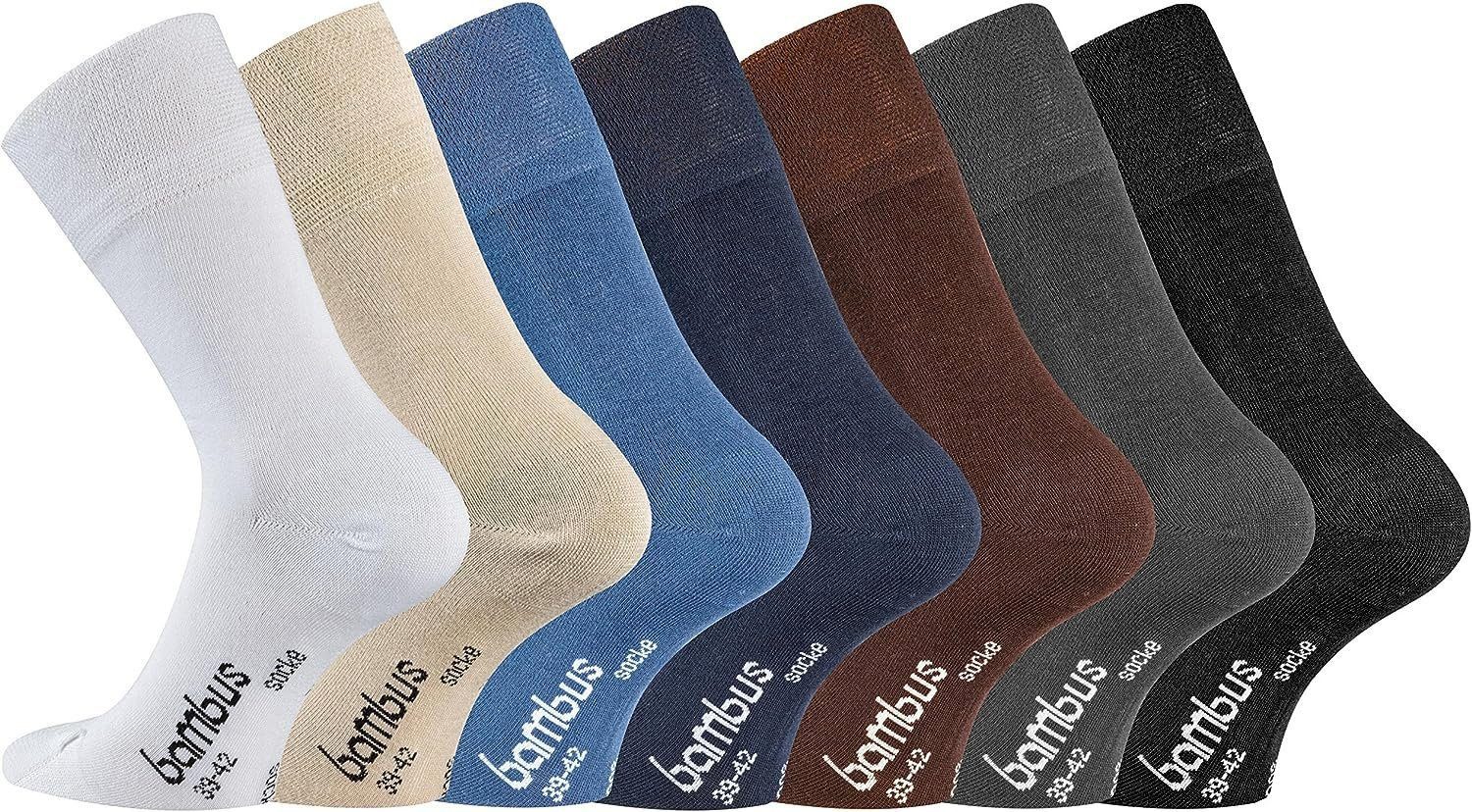 TippTexx 24 Socken 9 Paar Bambussocken ANTI-GERUCH mit Piqué-Bund ohne Gummidruck (9 Paar) handgekettelt, Spitze und Ferse verstärkt