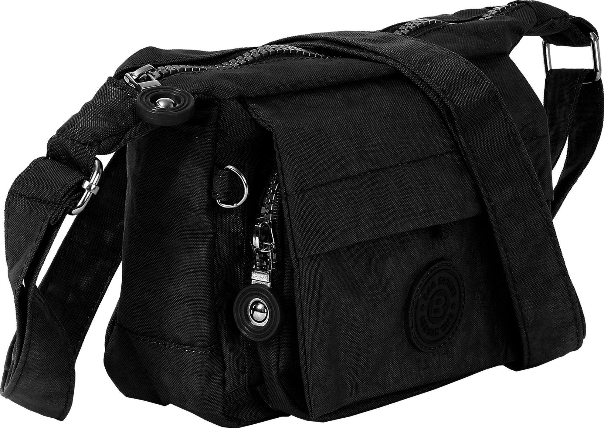 BAG STREET Handtasche Bag Street Damen Handtasche Abendtasche (Handtasche), Damen, Jugend Tasche aus Crinkle Nylon in schwarz, ca. 17cm Breite