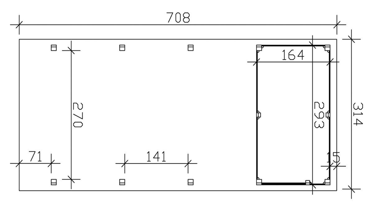 Skanholz Einzelcarport Friesland (Set), 207 Abstellraum cm, Einfahrtshöhe, cm mit 314x708 2, BxT