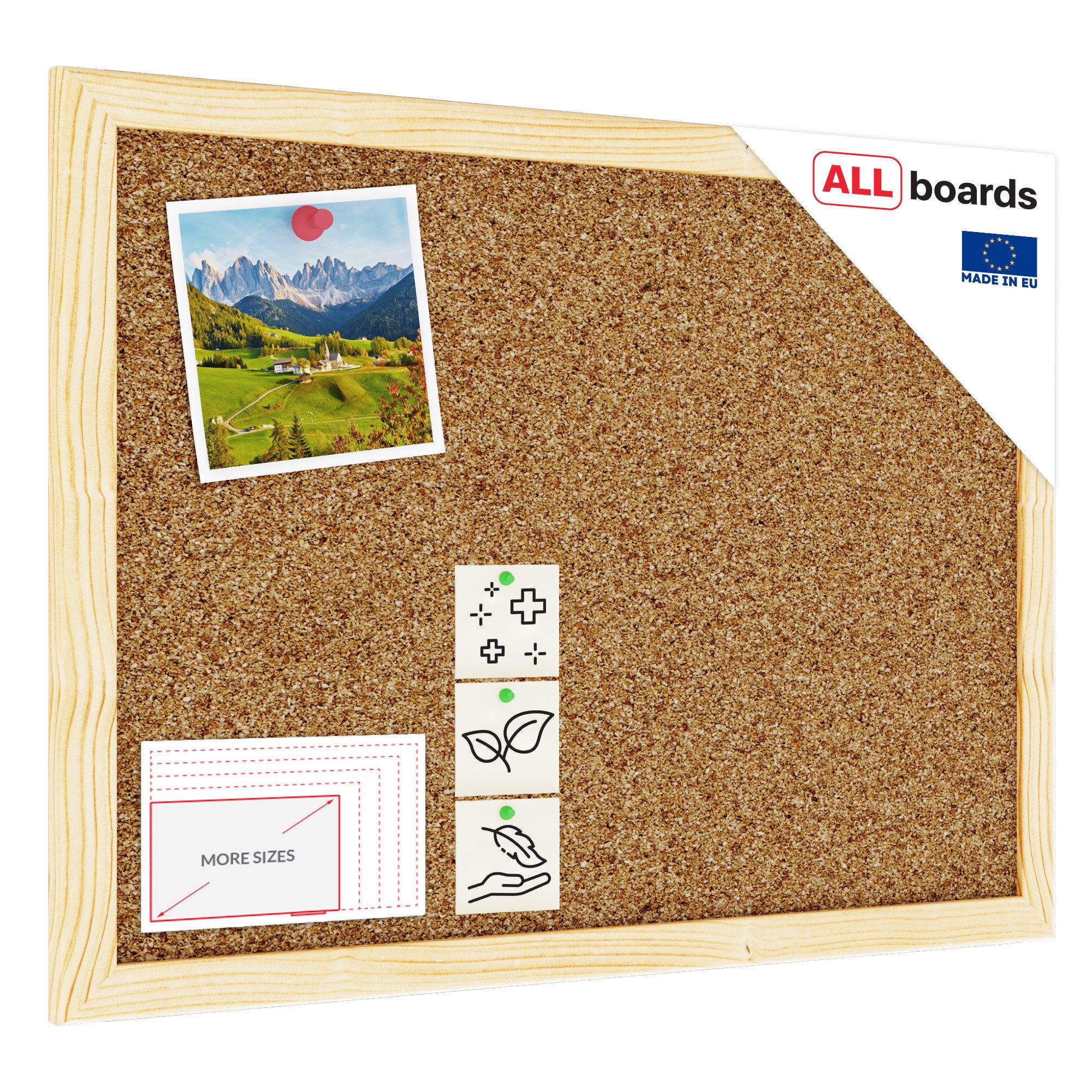 ALLboards Memoboard ALLboards Pinnwand mit Holz Rahmen Korktafel Korkwand günstig online kaufen