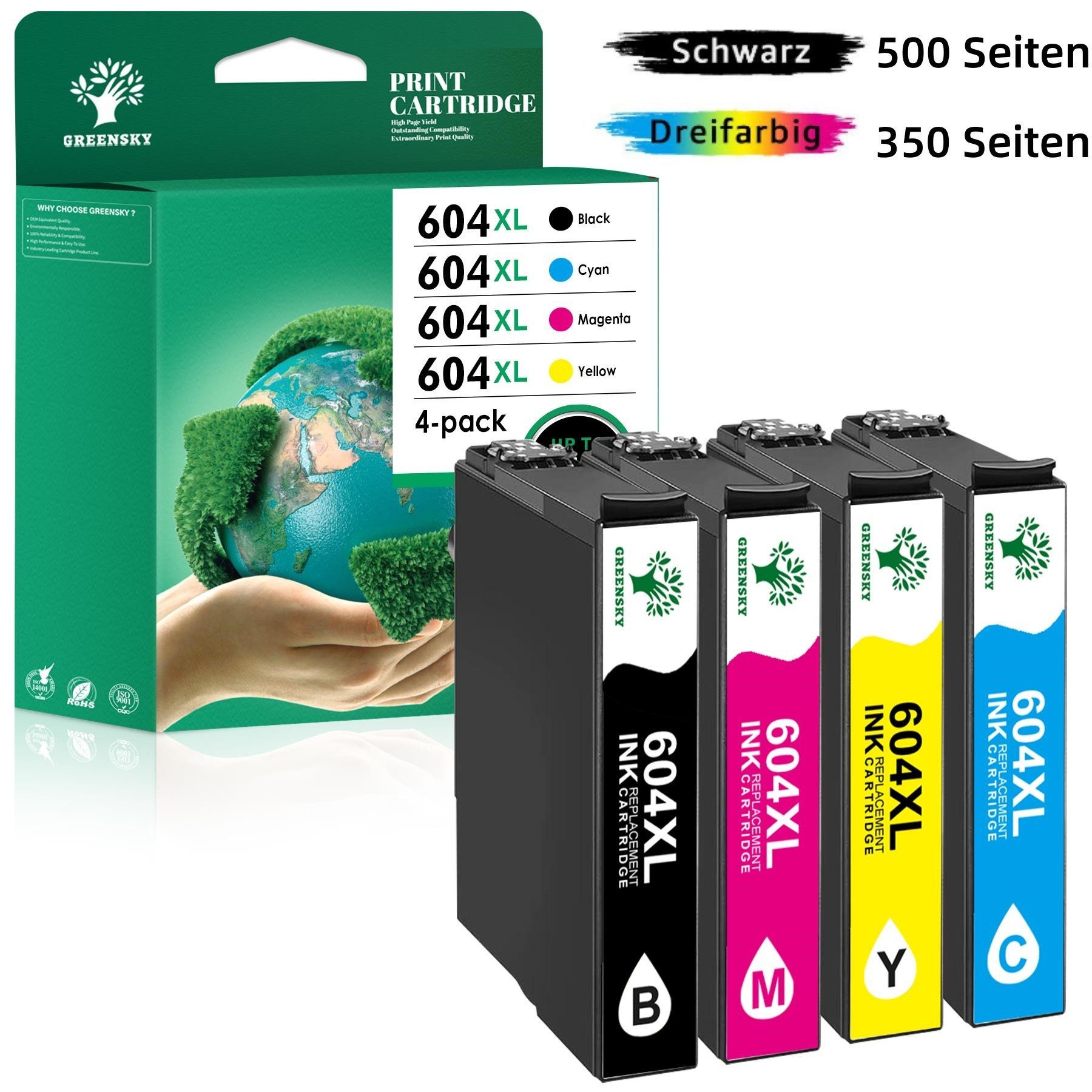 Greensky 604XL für EPSON 604 XL Druckerpatronen Tintenpatrone (WF-2910DWF WF-2930DWF WF-2935DWF WF-2950DWF, XP-2200 XP-2205 XP-3200 XP-3205 XP-4200 XP-4205)