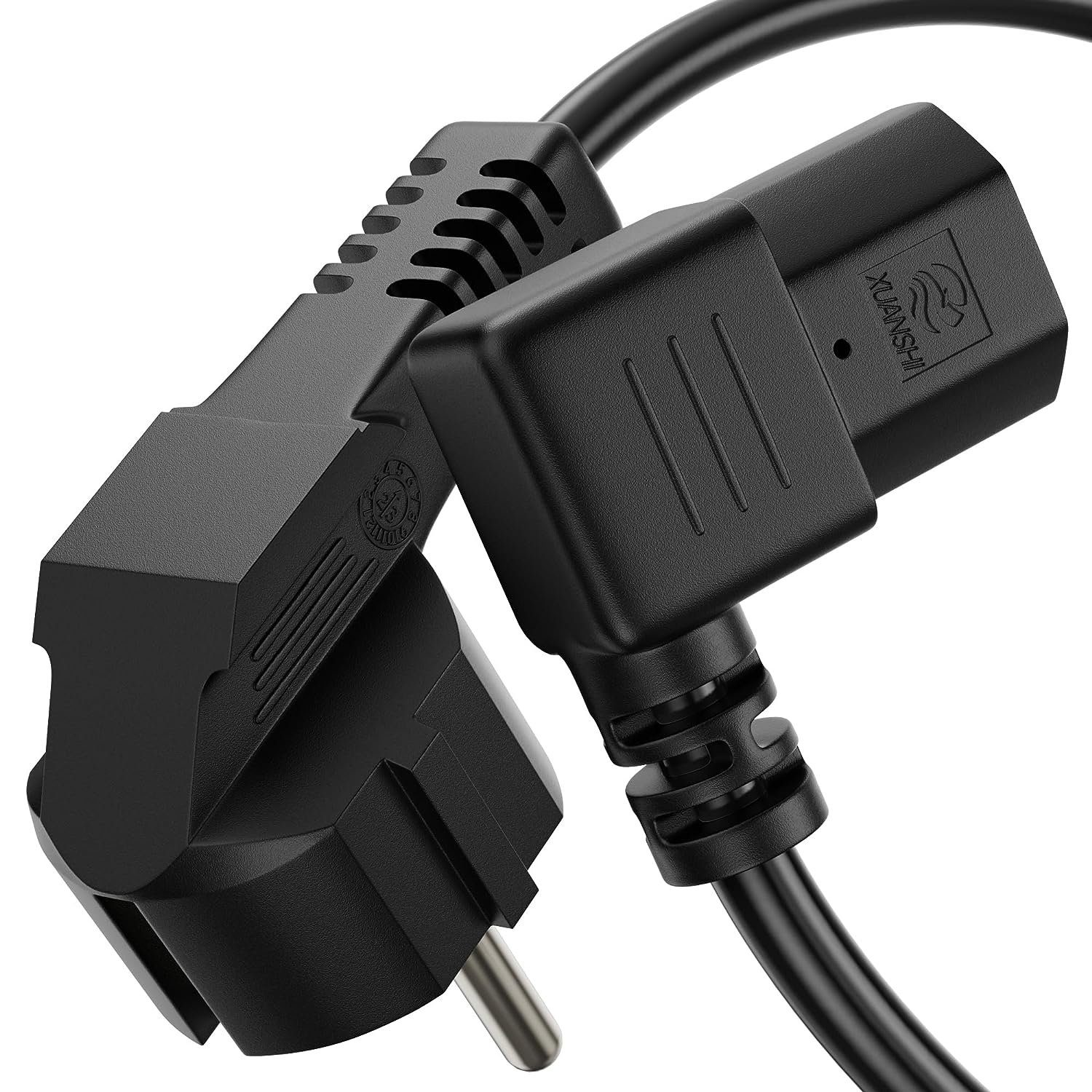 conecto conecto Strom-Kabel, Schutzkontakt-Stecker 90° auf C13 IEC-Buchse Stromkabel, (300 cm)