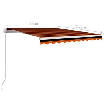 furnicato Markise Einziehbare Handbetrieben 350 x 250 cm Orange und Braun