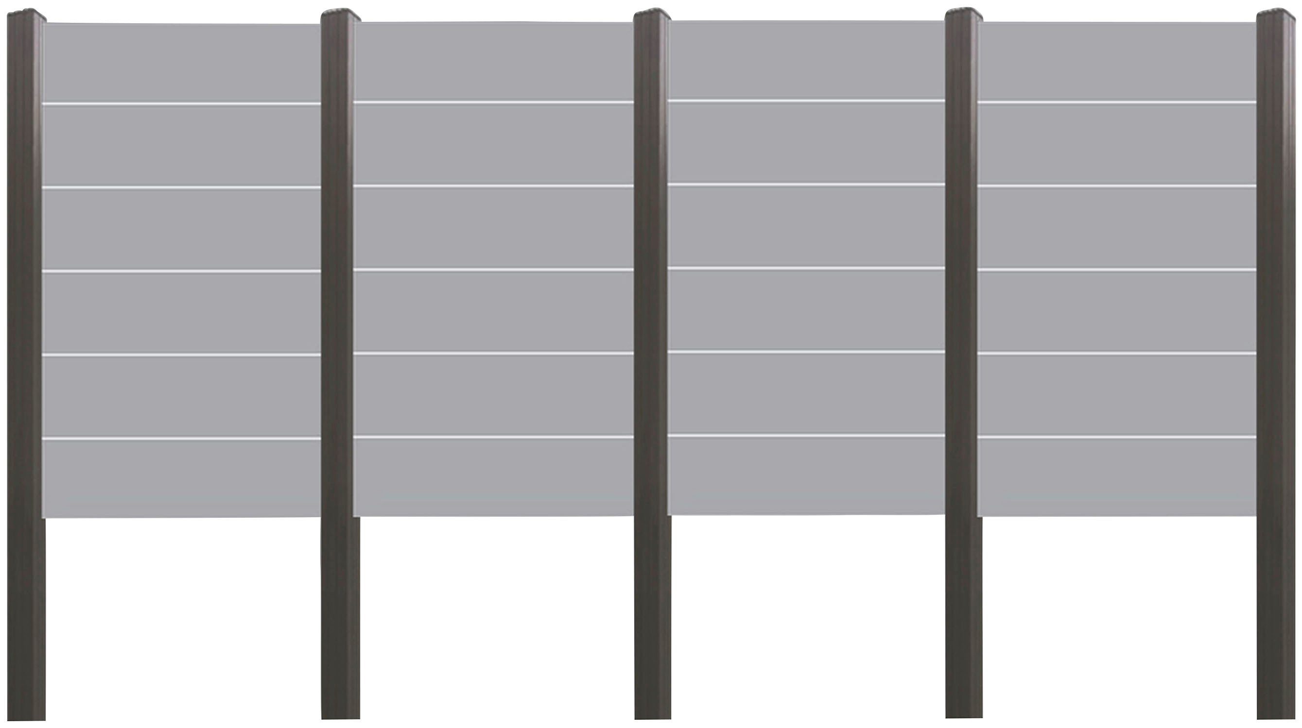 Tetzner & Jentzsch Sichtschutzelement ROUNDROCK 2, (Set), Satiniertes Glas in Aluminiumpfosten