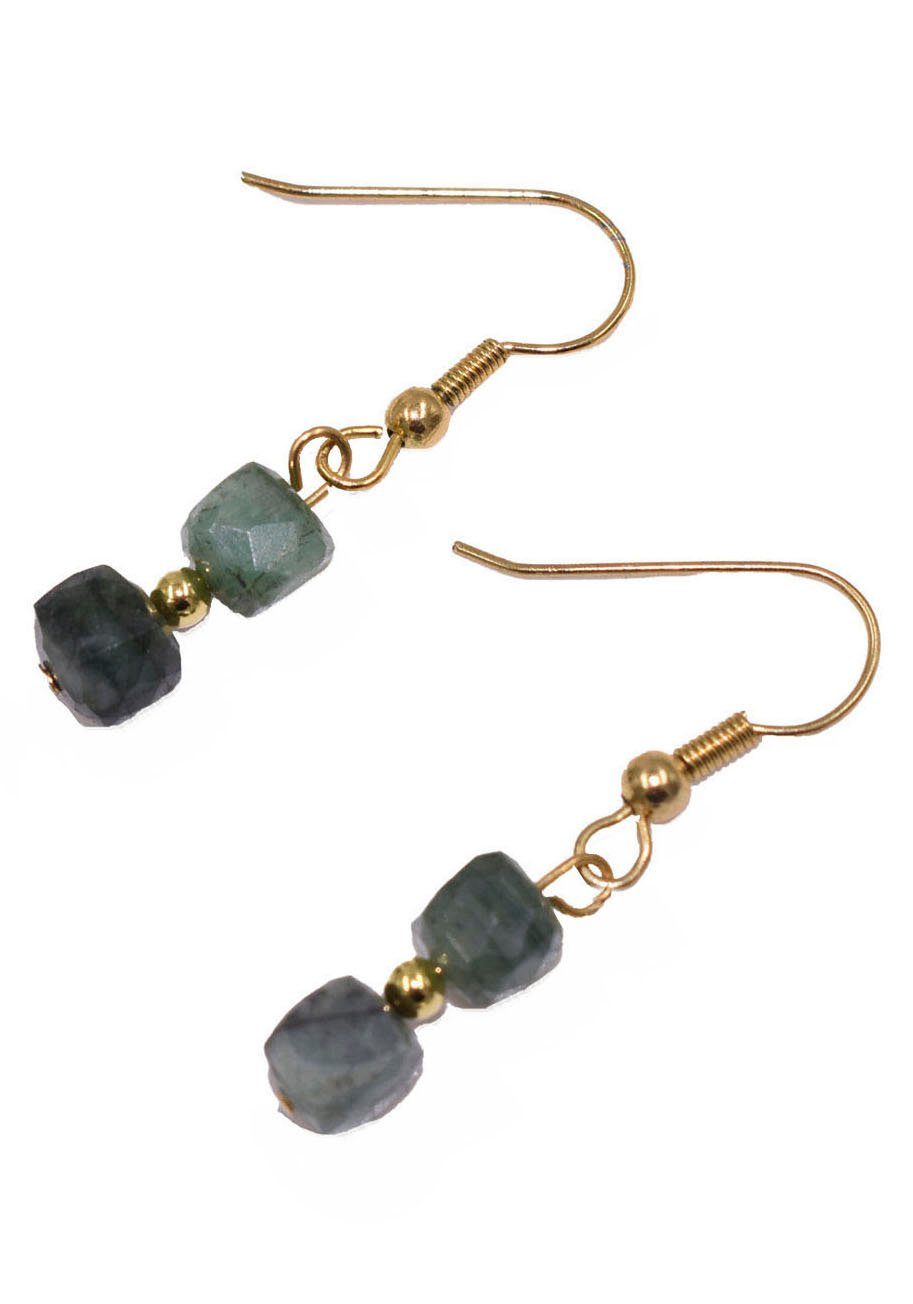 Paar Ohrhänger Schmuck Geschenk Ohrschmuck Ohrhaken Edelstein Farbstein Smaragd