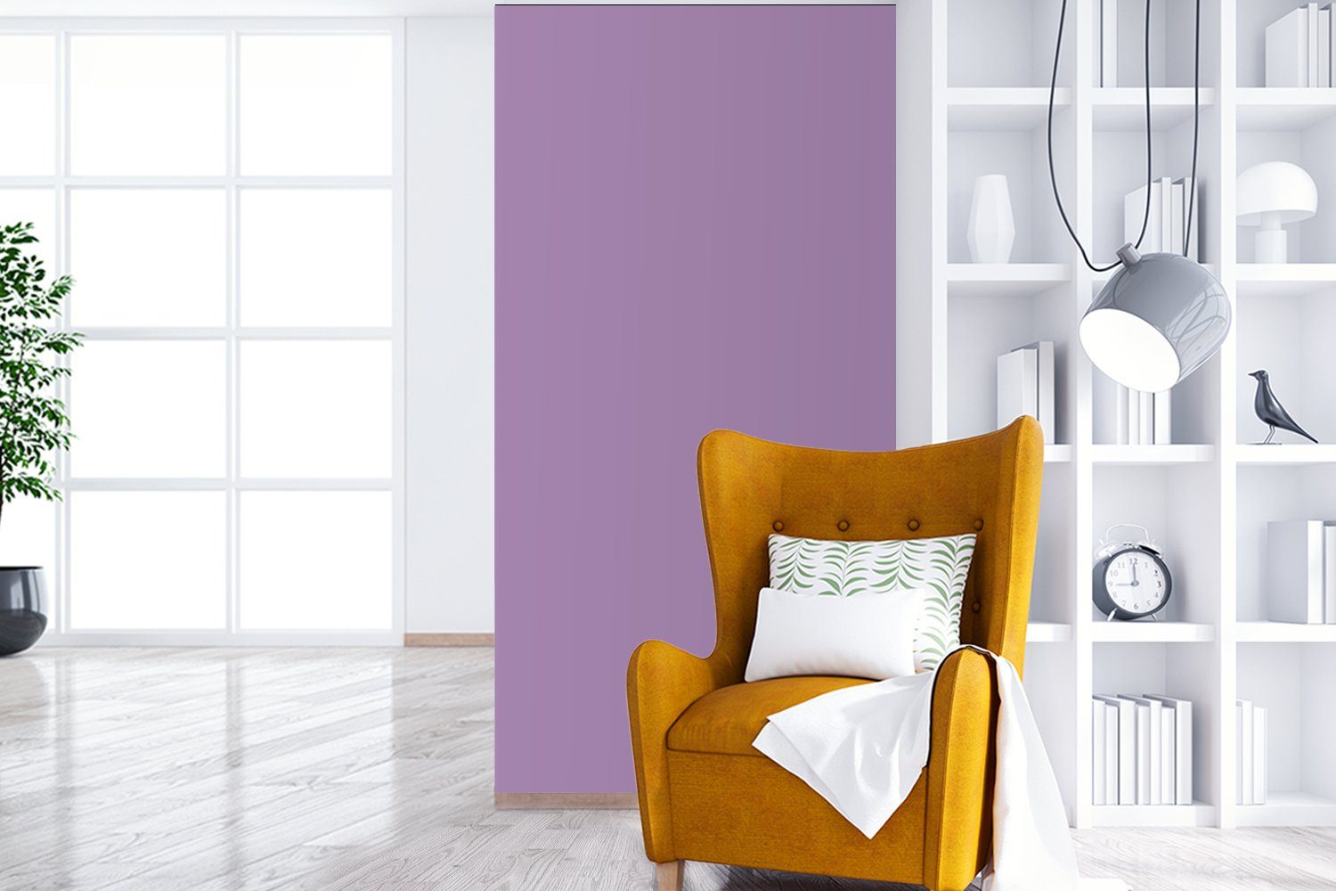 Wohnzimmer - St), Vliestapete (2 Farbe Schlafzimmer - Violett Matt, Fototapete MuchoWow Farben Einfarbig, bedruckt, Innenbereich Küche, Fototapete - für -