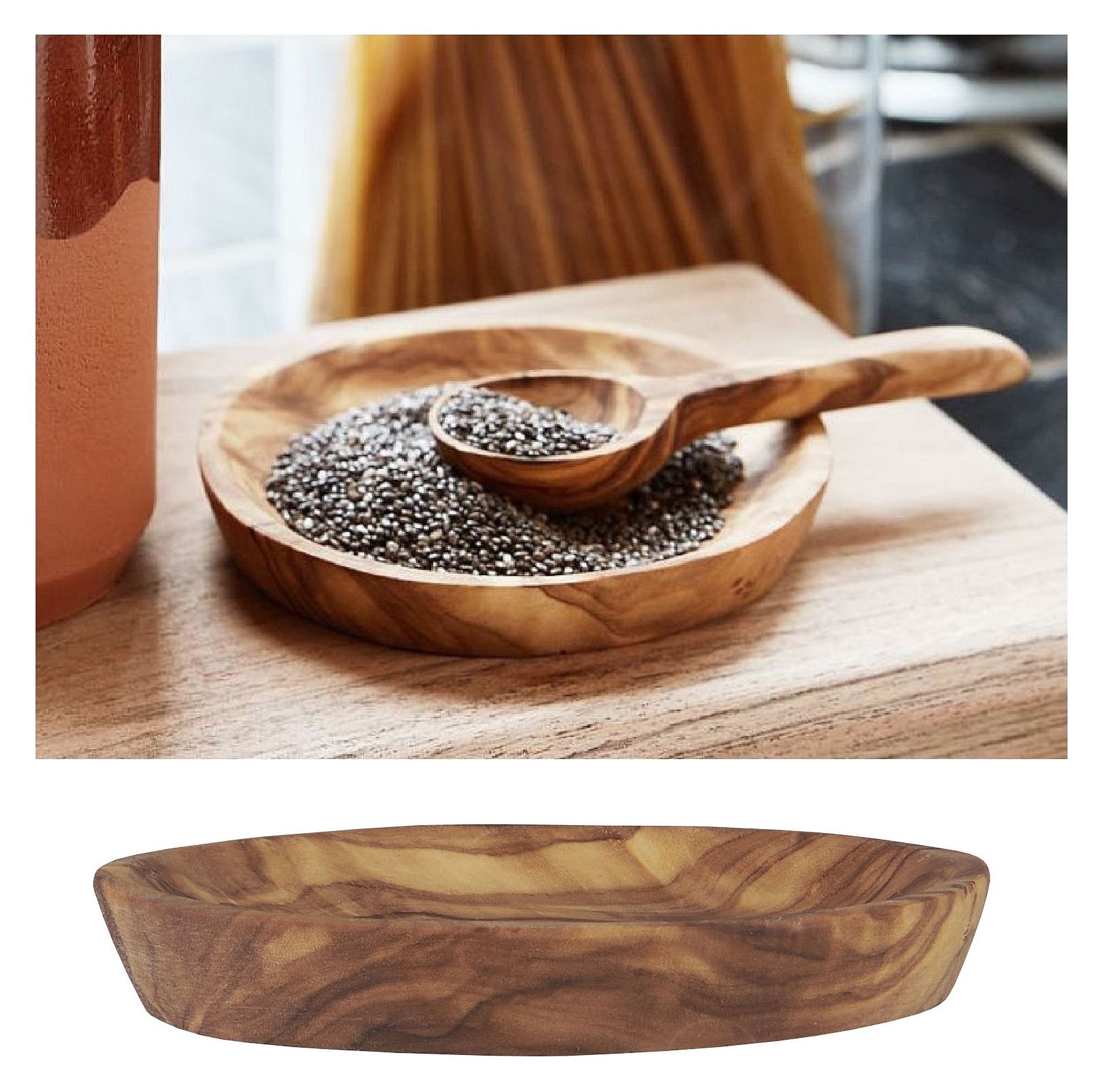Ib Laursen Servierschale Ib Laursen - Kleine Schale Olivenholz Gewürzschale Salzschale Rund, Olivenholz