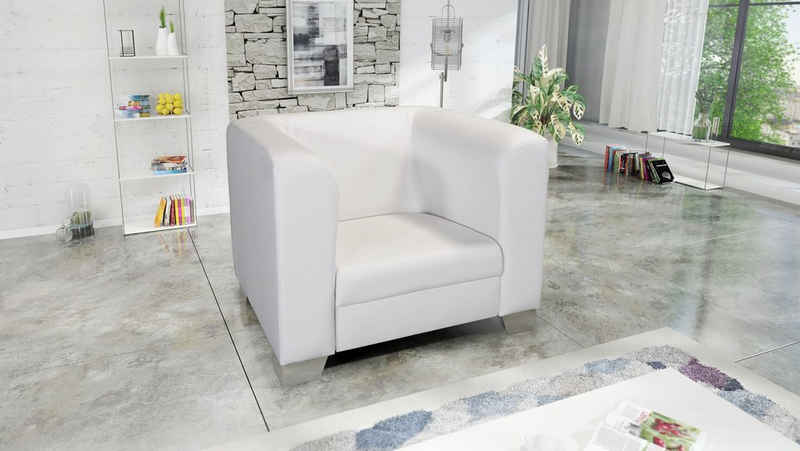 Küchen-Preisbombe Sessel Edler Loungesessel Chicago Kunstleder weiss Couch Polstersofa