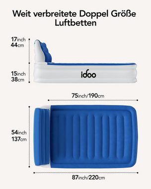 IDOO Luftmatratze ‎I-C-031, Komfortable Doppel-Luftmatratze mit Kopfteil: 190L x 137W x 82Th cm