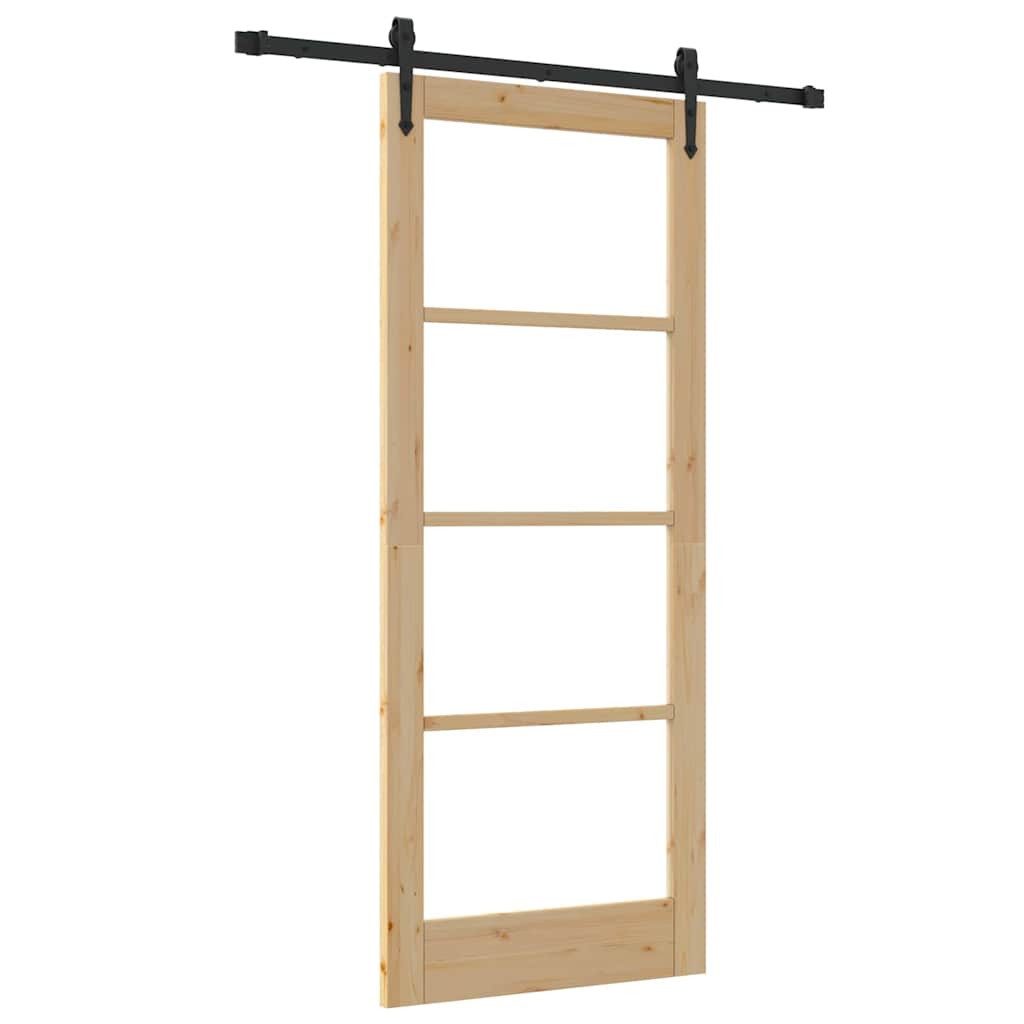 vidaXL Haustür Schiebetür ORKDAL Braun 83 x 202 cm Holz und Metall (1-St)