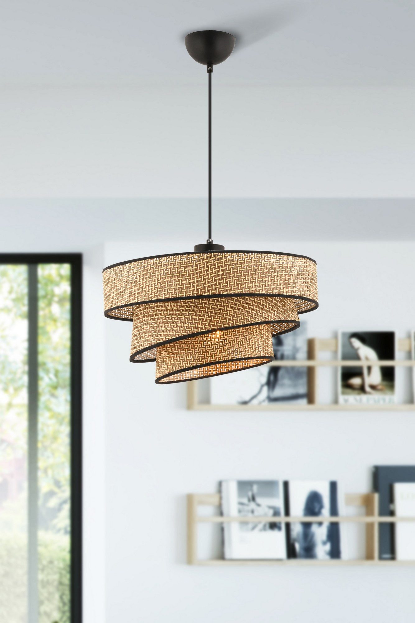 Opviq Pendelleuchte, ohne Leuchtmittel, Textilschirm in Rattanoptik günstig online kaufen