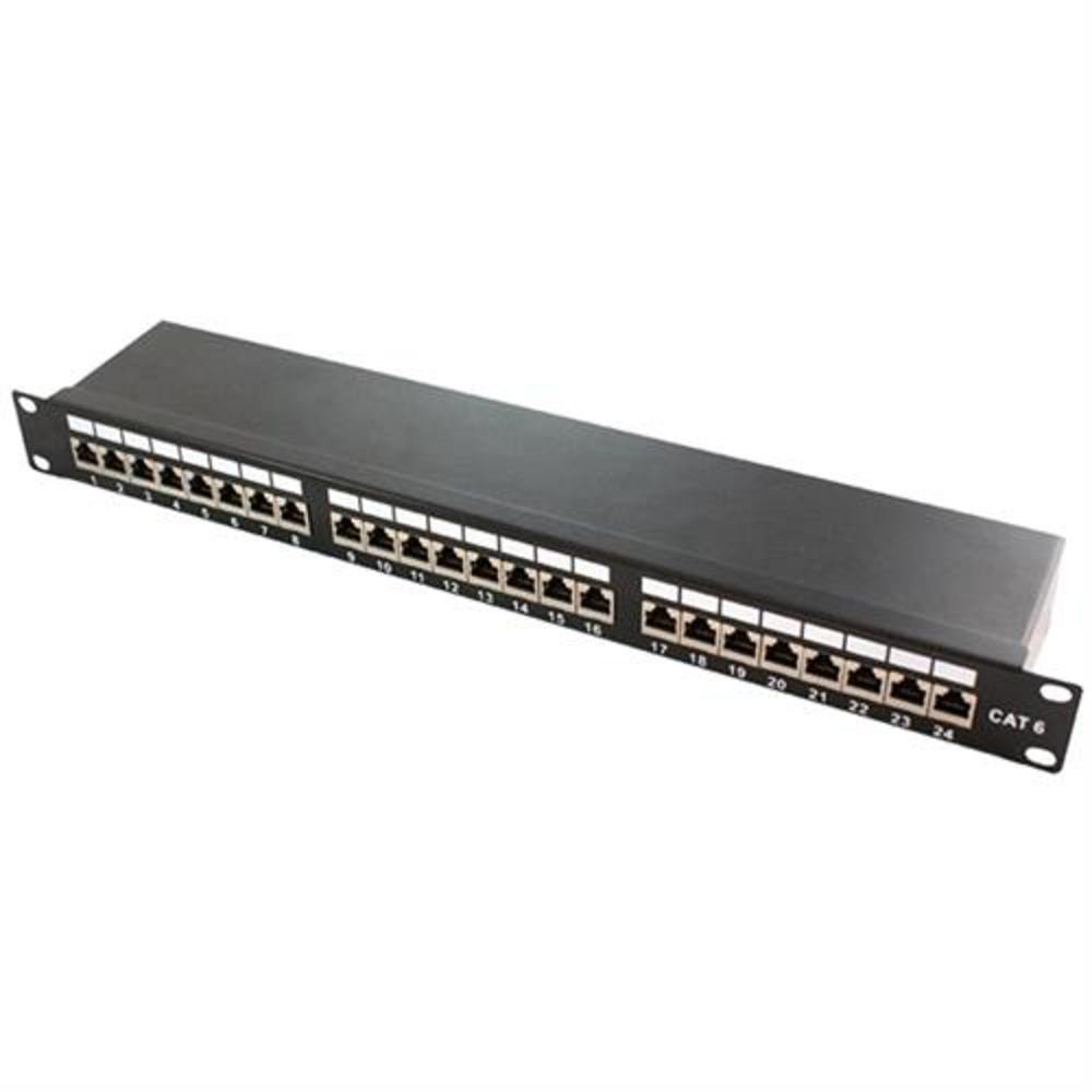 LogiLink NP0061 Netzwerk-Patch-Panel (Patchpanel, 19 Einbau, 1HE, Kategorie 6A Klasse, STP, 24 RJ45 Ports, Schwarz)