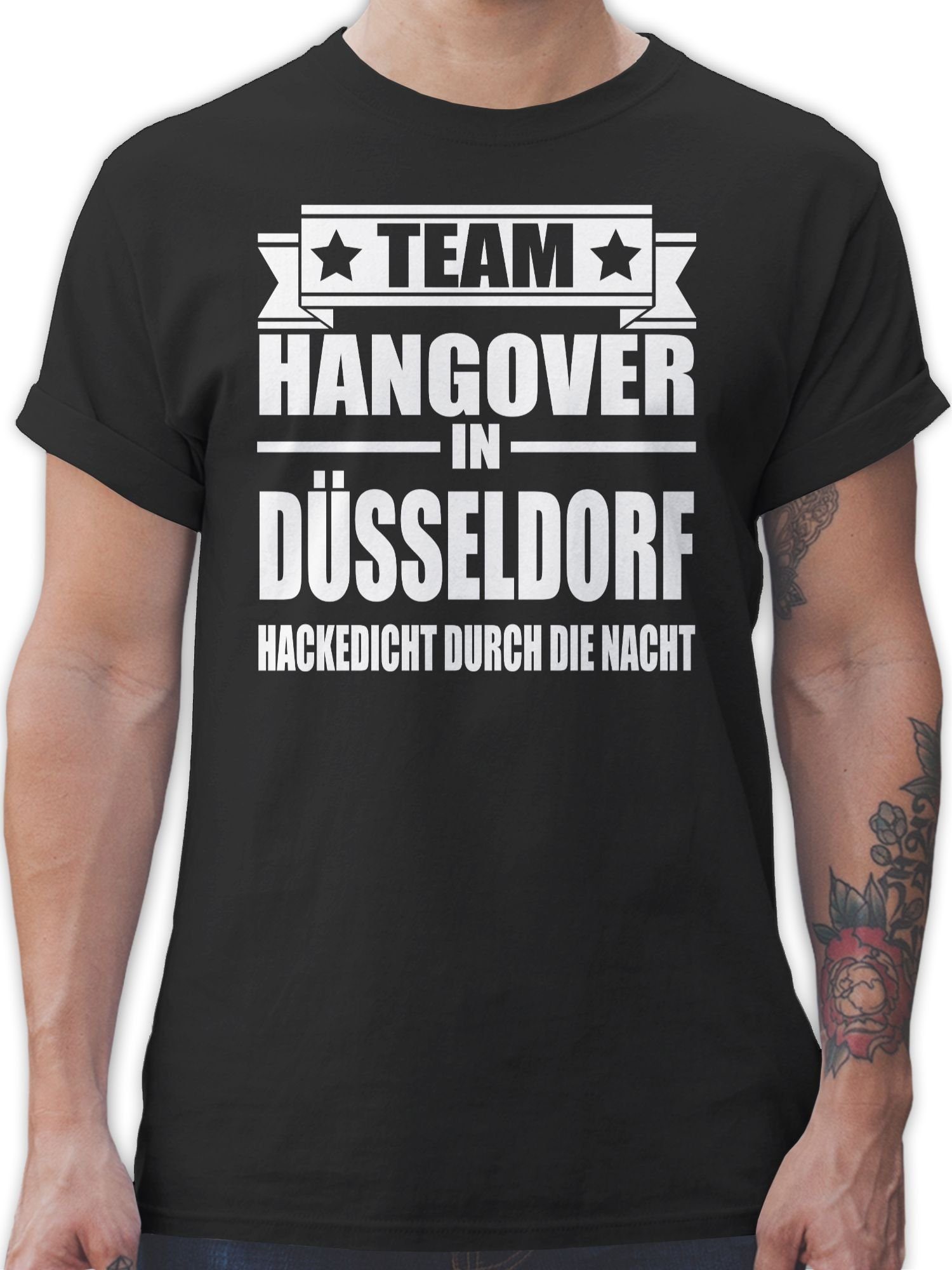 Shirtracer T-Shirt Team Hangover Düsseldorf JGA Männer 01 Schwarz