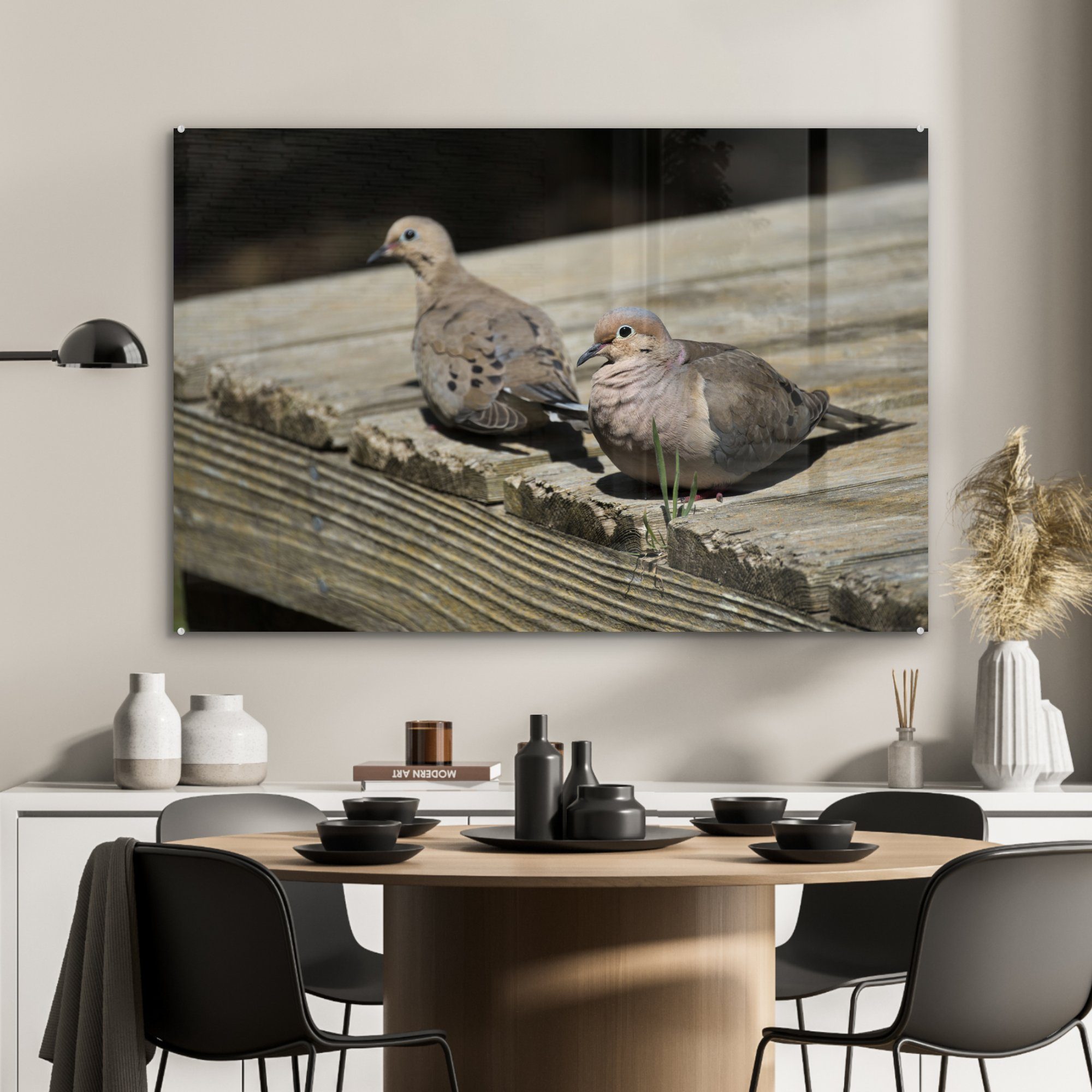 - Holz MuchoWow Wohnzimmer Schlafzimmer - (1 & Acrylglasbild Acrylglasbilder Vogel, St), Turteltaube