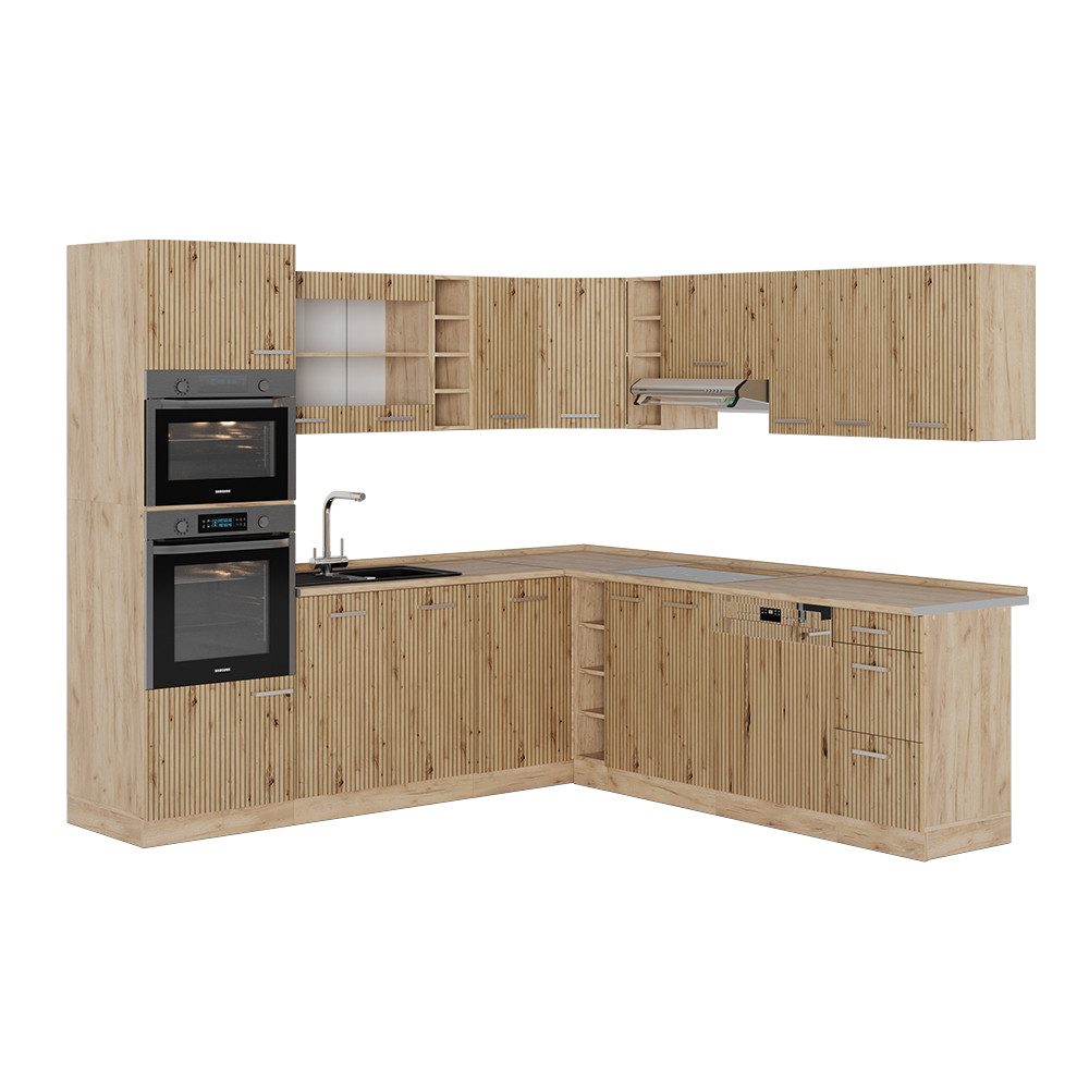 Vicco Winkelküche R-Line, Artisan-Eiche/Goldkraft Eiche, 237 günstig online kaufen