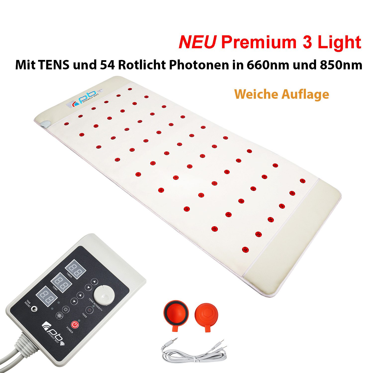 Massagematte Kristallmatte Premium 3 Light mit TENS Anwendung Elektroden Pads