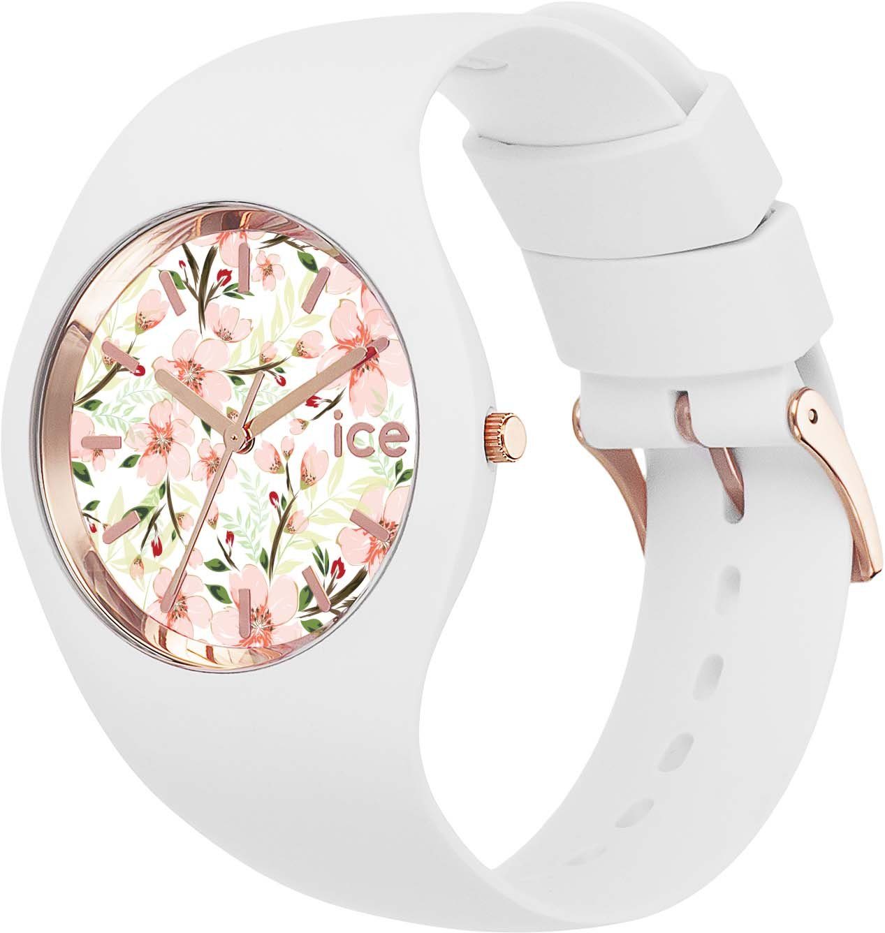 White Quarzuhr sage ICE- flower- ice-watch rosa, M, weiß 020516