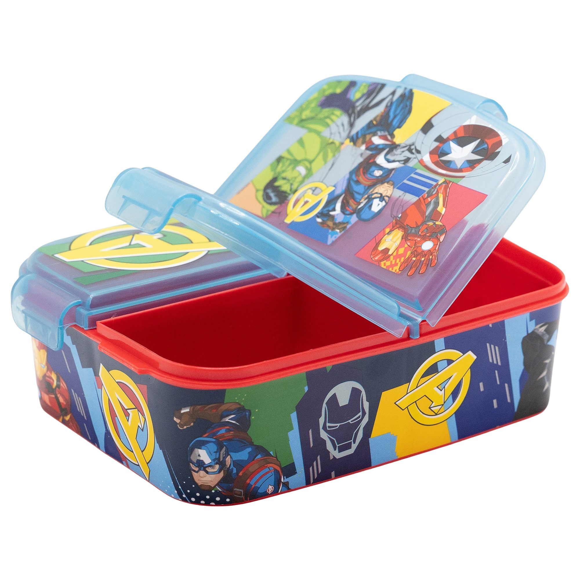 MARVEL Lunchbox Marvel Avengers Kinder Set 2 tlg 3 Kammern Brotdose Trinkflasche, (2-tlg., Spar-Set)