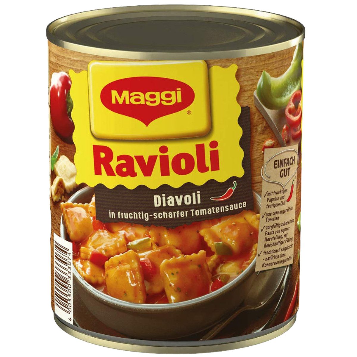 MAGGI Fertiggericht, Maggi Ravioli Diavoli in fruchtig scharfer Tomatensauce 800g