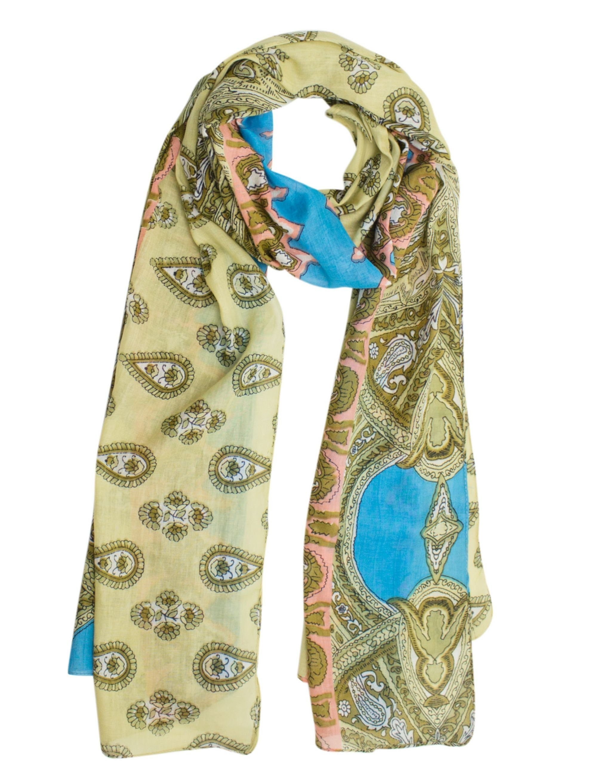 Sunsa Modeschal Damen Schal Tuch Baumwolle Halstuch. Sommer Scarf als Geschenkideen für Frauen. Tuch mit Blumen Aufdruck & modern bohemian Design., Abstract beige