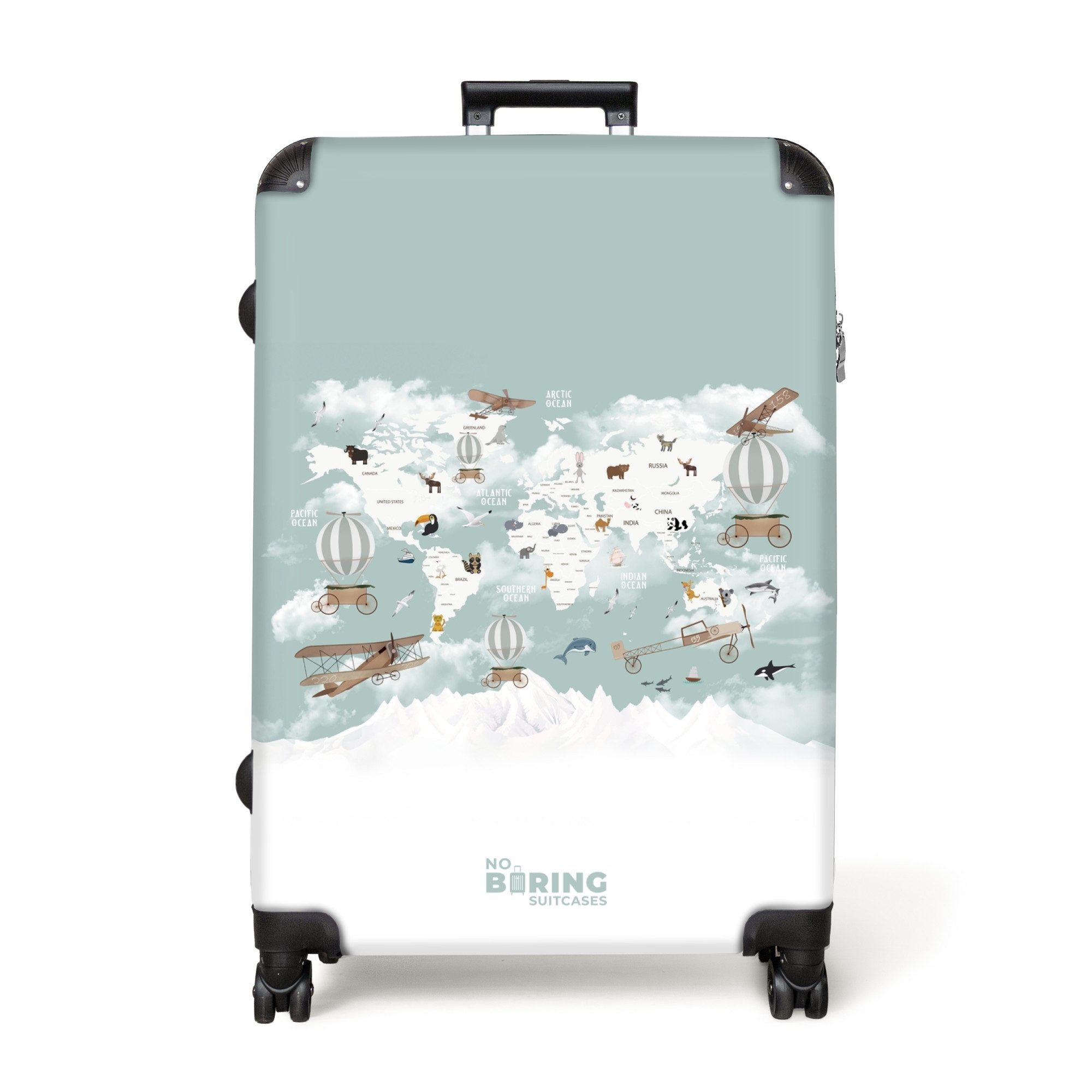 NoBoringSuitcases.com© Hartschalen-Trolley Weltkarte - Kind - günstig online kaufen